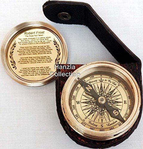 Vintage Brass Compass with Nautical Calendar - Inspired by Robert Frost Poem - Perfect for Hiking, Sailing & Outdoor Adventures