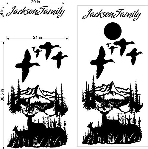 Duck Hunter Buck Deer Hunting Cornhole Decals - Extra Large Vinyl Wall Stickers (2-Pack) for Game Room, Man Cave & Outdoor Decor