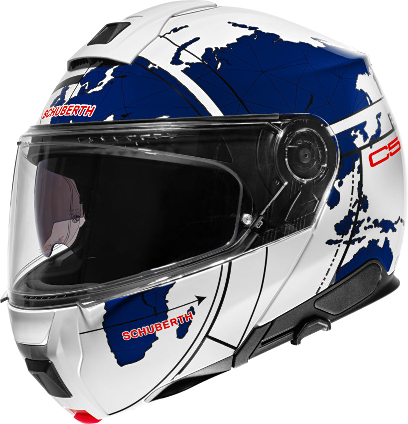 Schuberth C5 Globe Blue Motorcycle Helmet - Premium DOT & ECE Certified for Safety - Ideal for Touring, Commuting & Adventure Riding