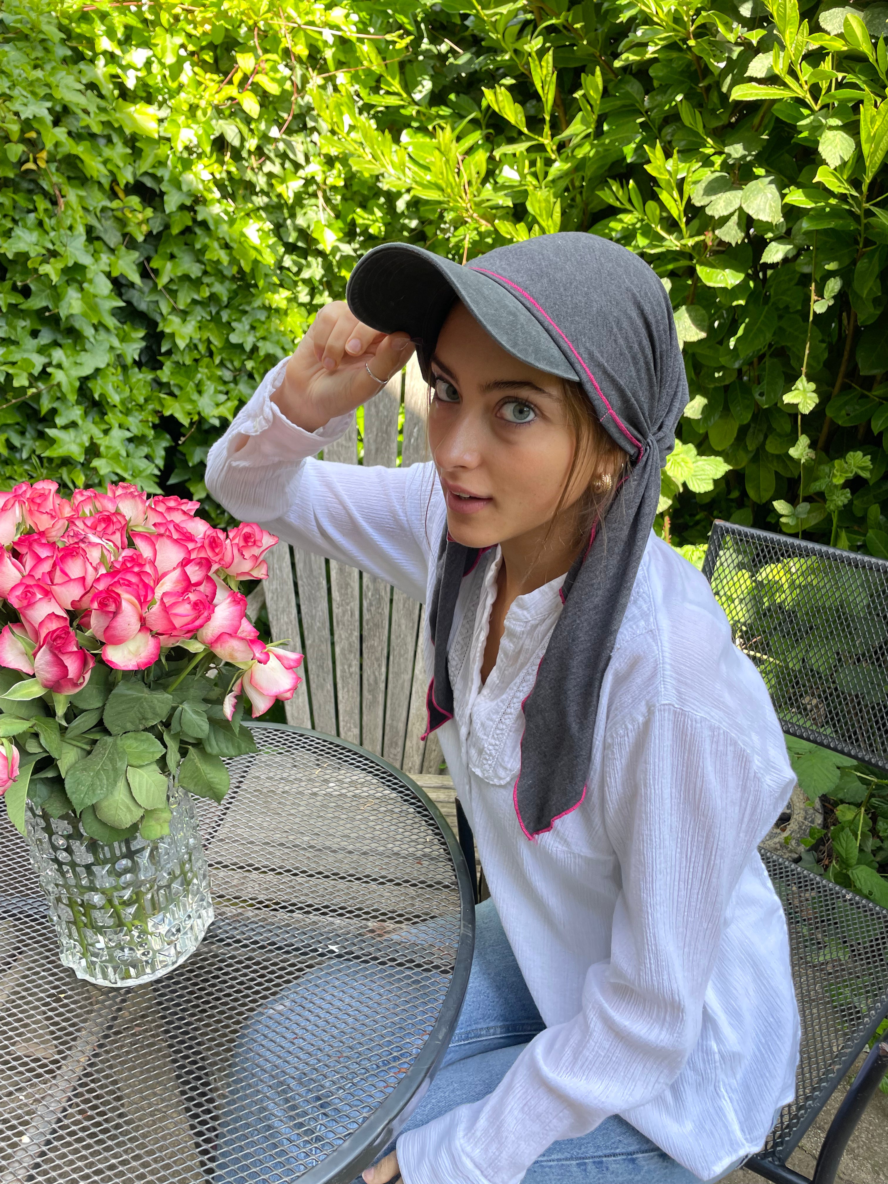 Stylish Baseball Cap with Brim - Grey & Pink Adjustable Sun Hat for Men & Women | UV Protection & Breathable Fabric | Perfect for Outdoor Sports, Beach, Hiking & Daily Wear | Made in USA
