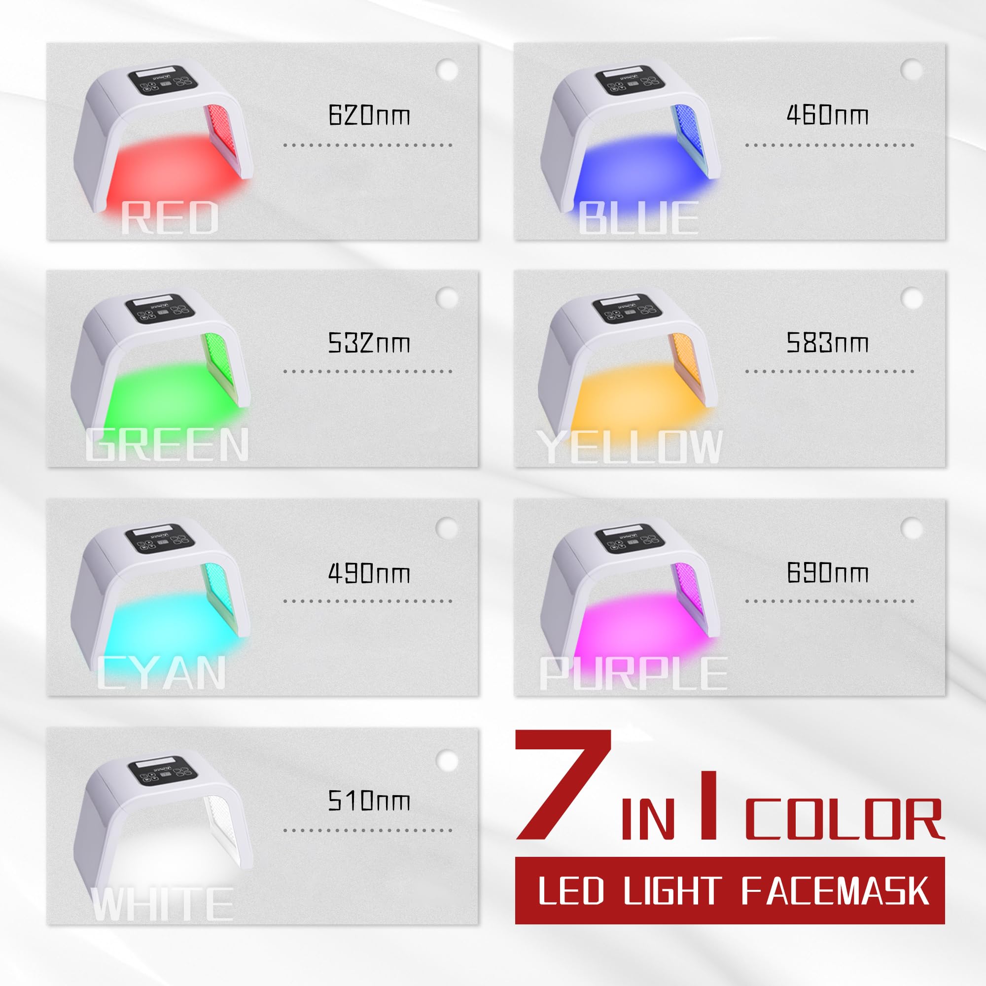 Red Light Therapy Mask for Face - 7 Color LED Light Therapy Facial Skin Care Device | Anti-Aging & Acne Treatment | Perfect for Home Spa & Skincare Routine