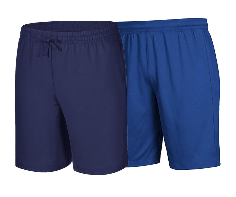 2 Pack Men's Athletic Shorts - Quick Dry Polyester Workout Shorts for Running, Gym & Casual Wear | Lightweight & Breathable