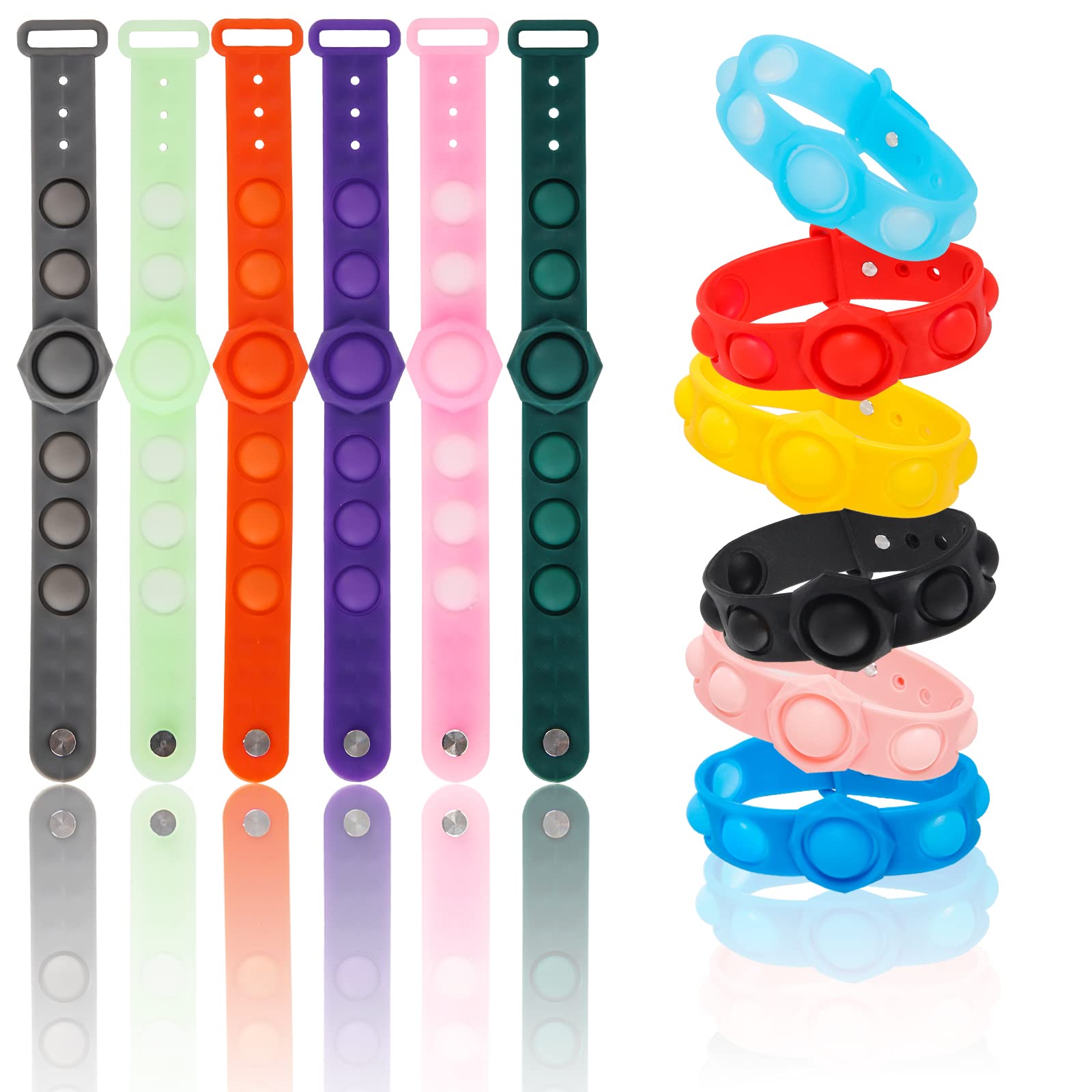 MILESTAR 12 Pack Fidget Pop Toy Bracelet - 2 in 1 Sensory Push Bubble Wristband for Kids & Adults - Includes 3 Glow in The Dark Bands - Stress Relief Toys for Anxiety, ADHD, Focus & Classroom Use