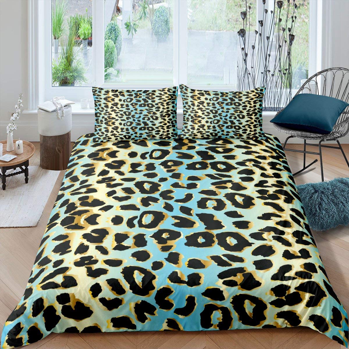 Cheetah Print Bedding Set Twin - Leopard Duvet Cover & Pillowcase | Luxury Microfiber Animal Print Comforter for Girls & Teens | Soft Breathable Bedroom Decor with African Leopard Pattern | Perfect for Kids' Room, Dorm, or Guest Bed