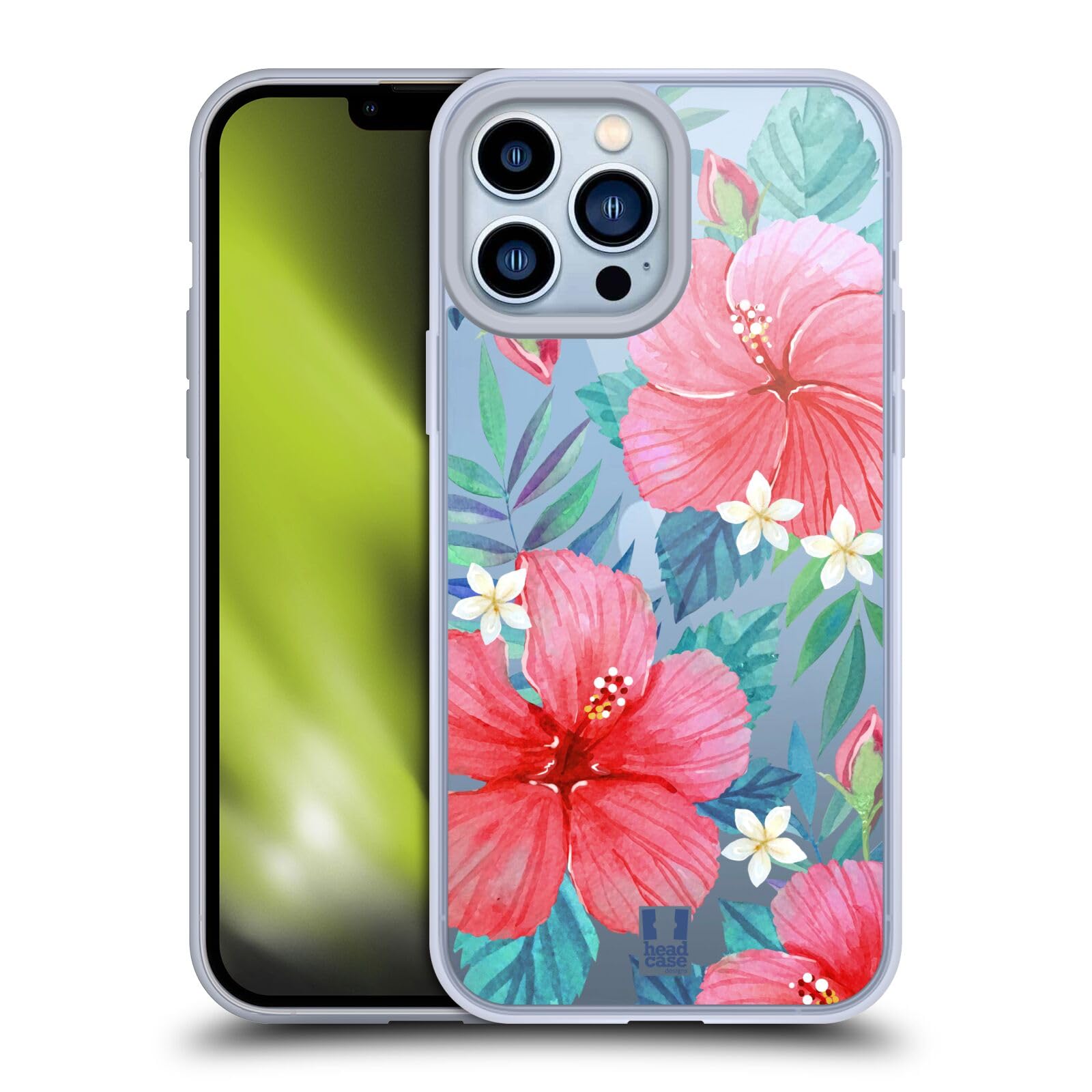 Head Case Designs Tropical Hibiscus Watercolor Flowers Soft Gel Case for Apple iPhone 13 Pro Max - Durable Protective Cover with Vibrant Floral Design, Perfect for Everyday Use, Travel, and Gift Giving