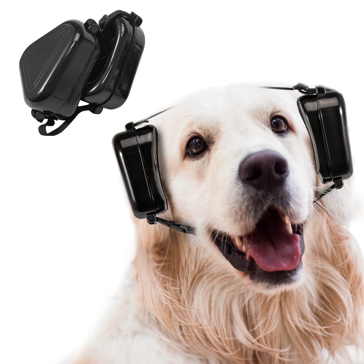 Southvo Dog Ear Muffs for Noise Protection - Hearing Protection for Medium & Large Dogs, Noise Canceling Earmuffs for Thunderstorms, Fireworks & Helicopters - Black - Perfect for Celebrations, Travel & Loud Events