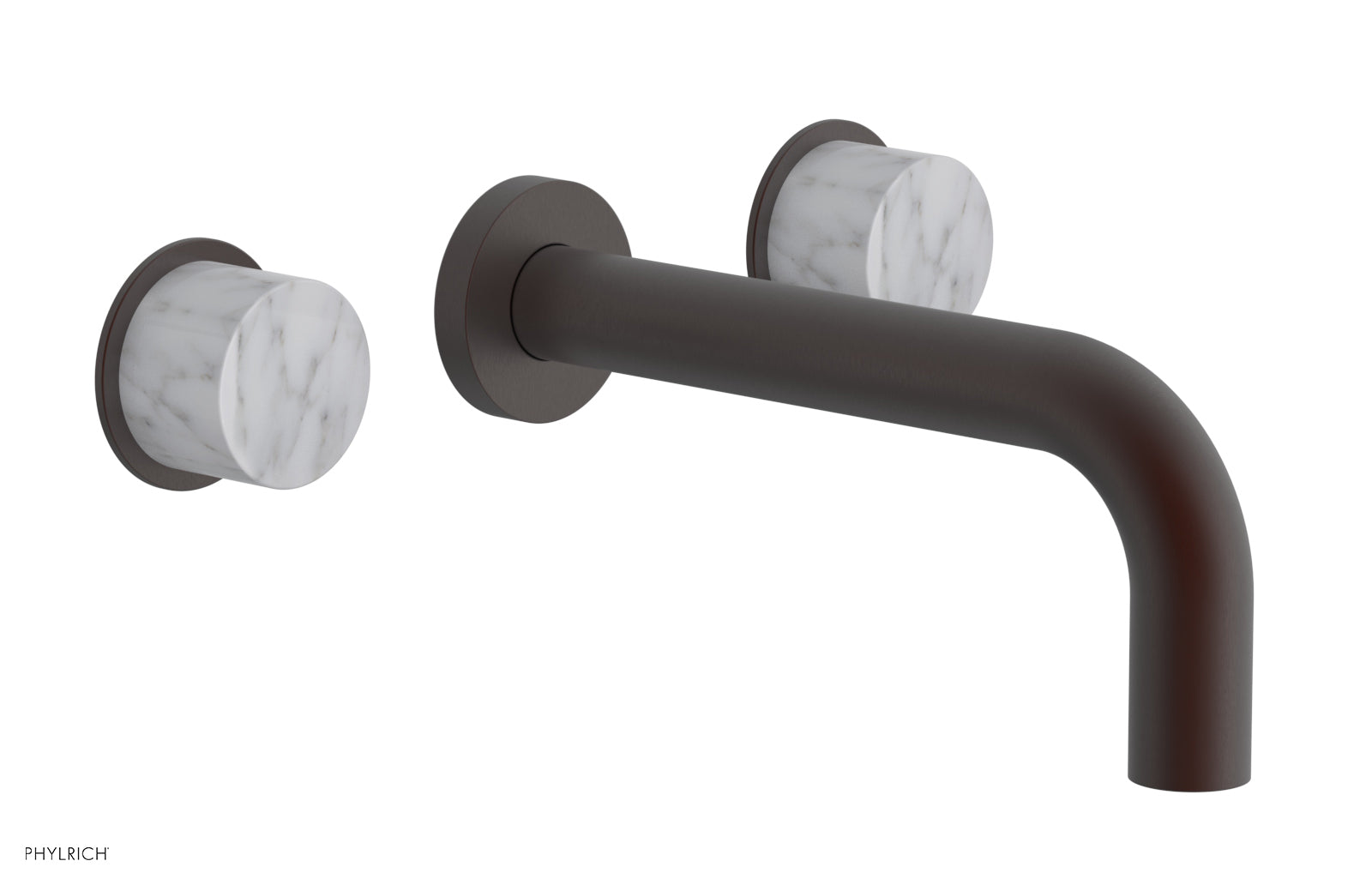 BASIC II Wall Tub Faucet Set with White Marble Handles - 230 58 - Modern Bathroom Sink Faucet for Bathroom Vanity, Powder Room & Guest Bath Installation