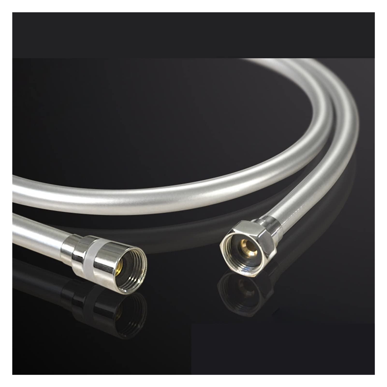 360° Rotating Anti-Kink Shower Hose - 1.5m Flexible PVC Handheld Shower Extension Pipe with Metal Connectors (Silver Gray) - Perfect for Bathroom, Spa, RV & Pet Washing