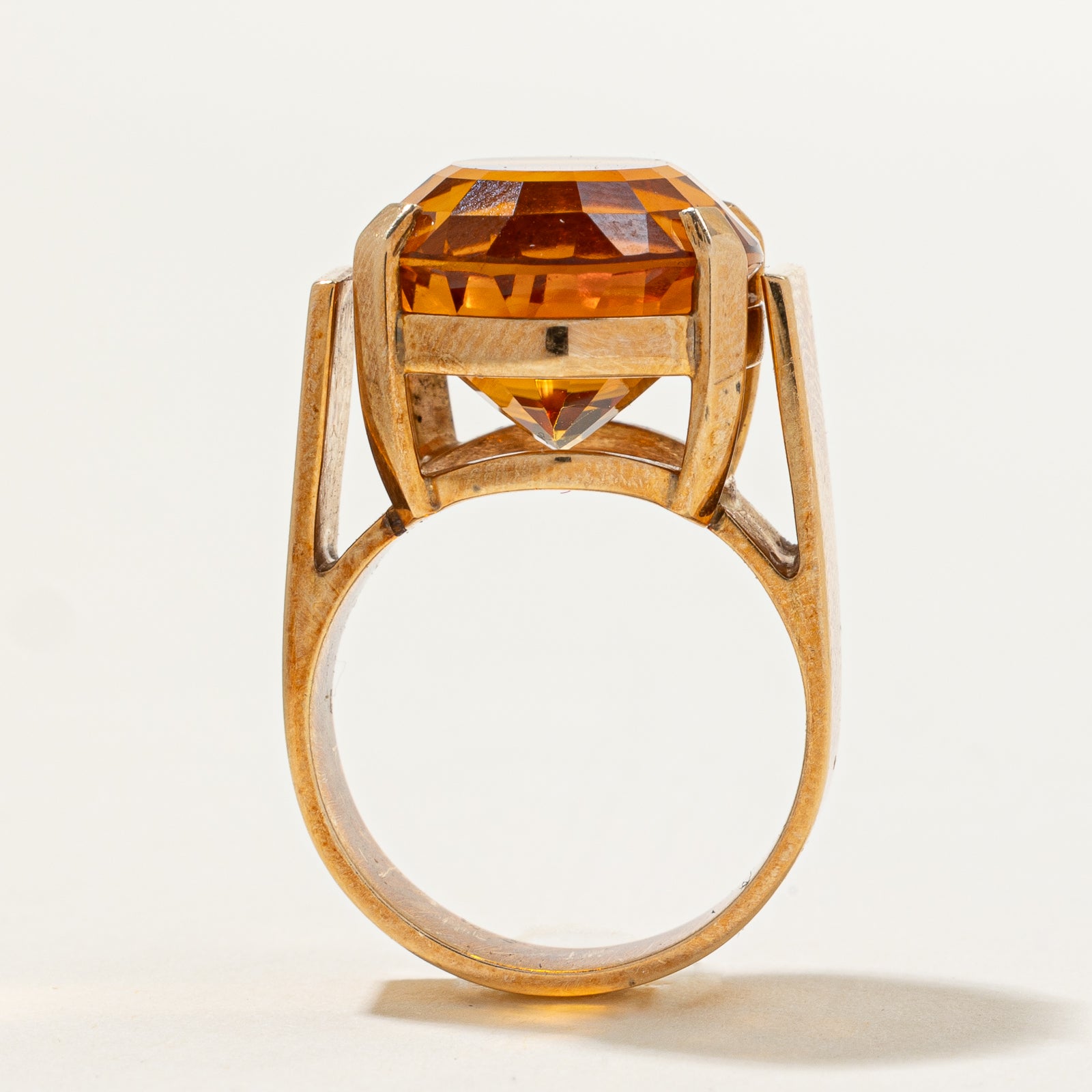 15.00ct Mandarin Citrine Cocktail Ring - Size 6.5 - Elegant Statement Jewelry for Evening Parties & Special Occasions