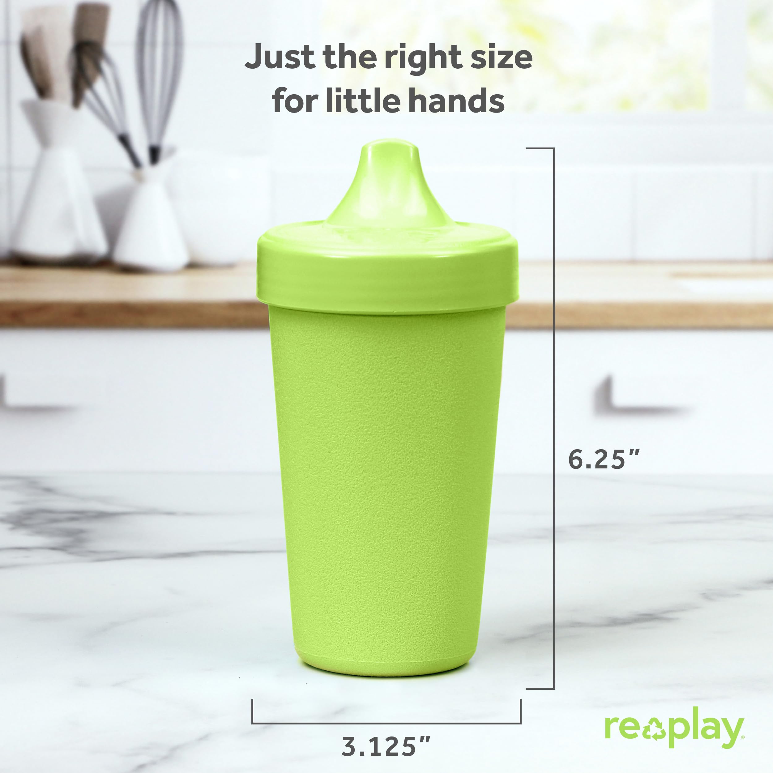 Re-Play Made in USA 10 Oz. Toddler Sippy Cups Set of 3 - BPA-Free Spill Proof Kids Cups, Dishwasher & Microwave Safe - Hard Spout Baby Sippy Cups 3.13