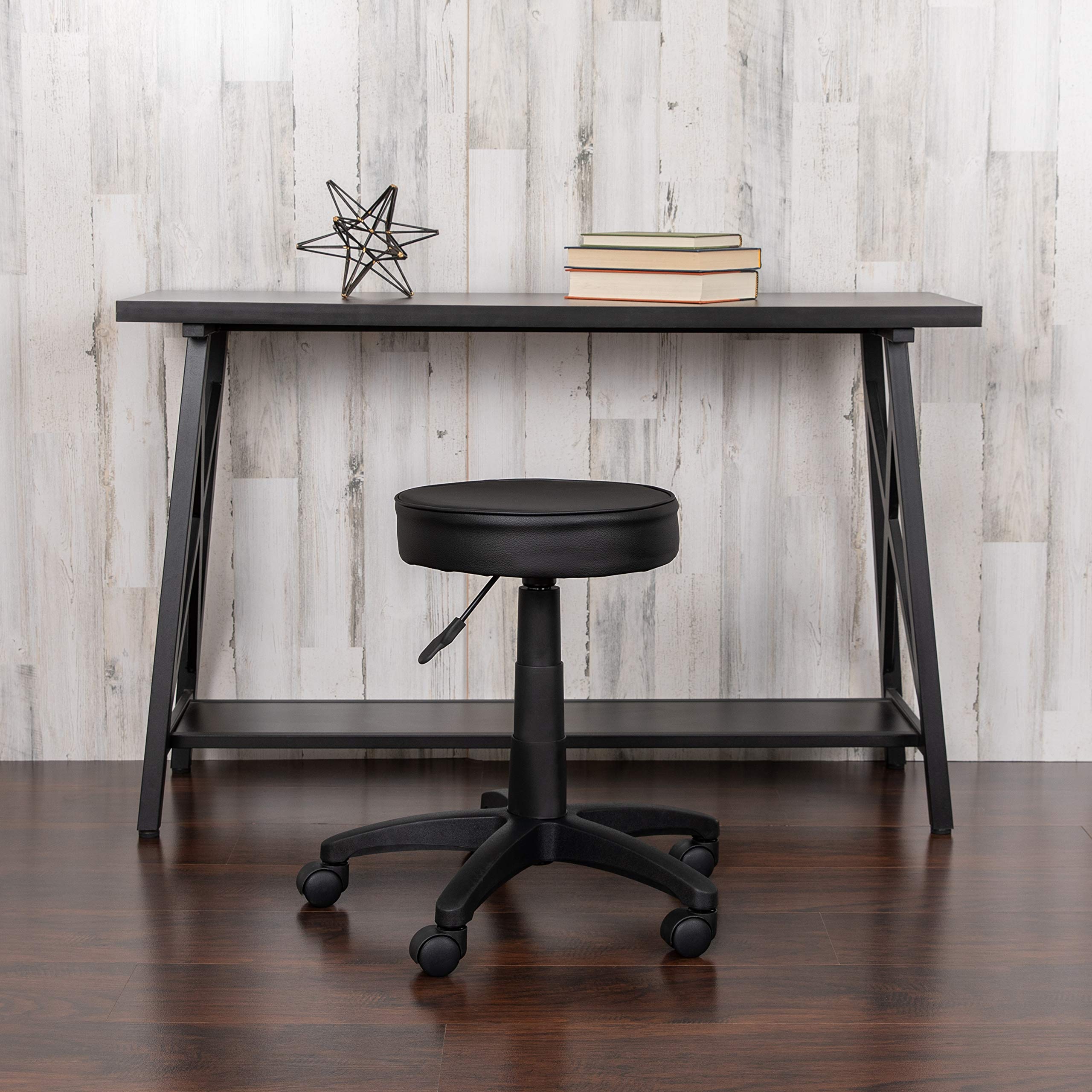 Black Adjustable Rolling Doctor Stool with Ergonomic Molded Seat - Perfect for Medical Offices, Dental Clinics & Home Workstations