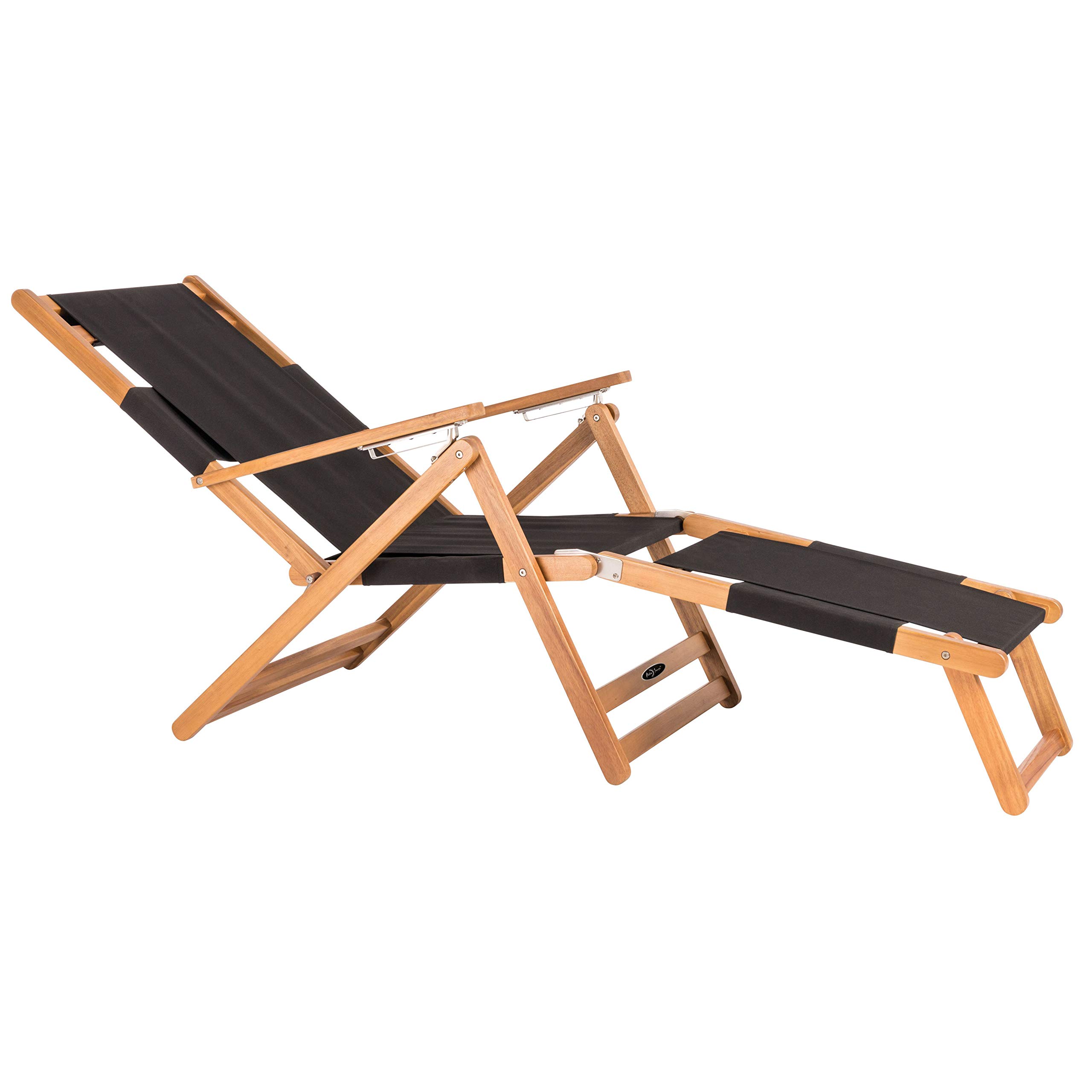 Portable Patio Lounge Chair with Adjustable Leg Rest - Lightweight Folding Outdoor Recliner for Backyard, Beach, Camping - Comfortable & Durable Black Design