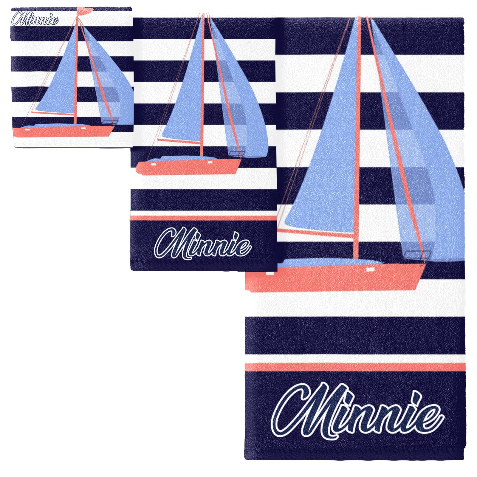 Premium 3-Piece Striped Bath Towel Set - Ultra Soft & Absorbent Quick-Dry Beach Towel, Hand Towel & Washcloth for Bathroom, Pool & Travel - Perfect for Home, Spa & Vacation Use