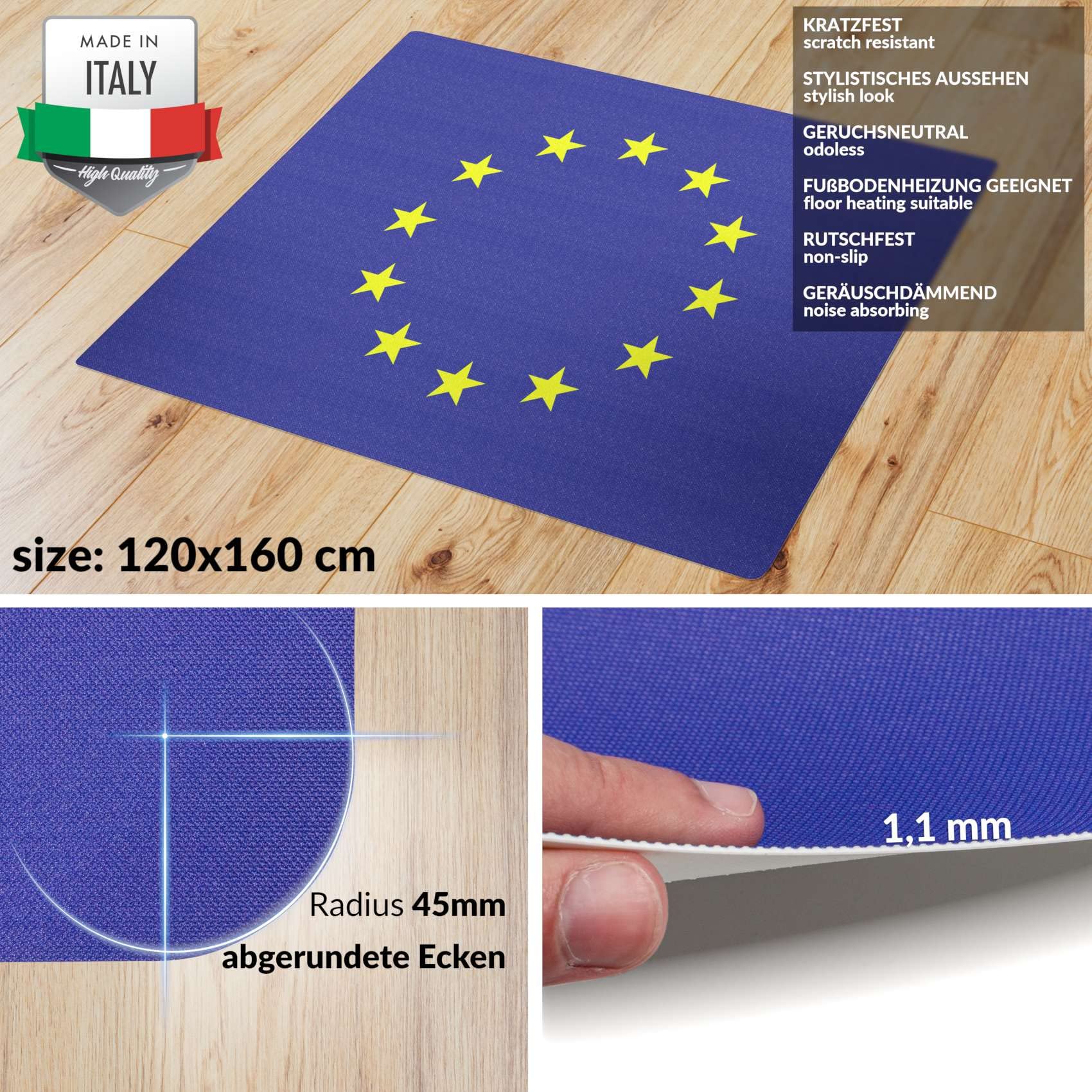 Premium Office Chair Mat - Large Non-Slip Desk Mat Protects Hardwood Floors from Scratches & Damage - Ideal for Home Office, Workspace & Rolling Chairs