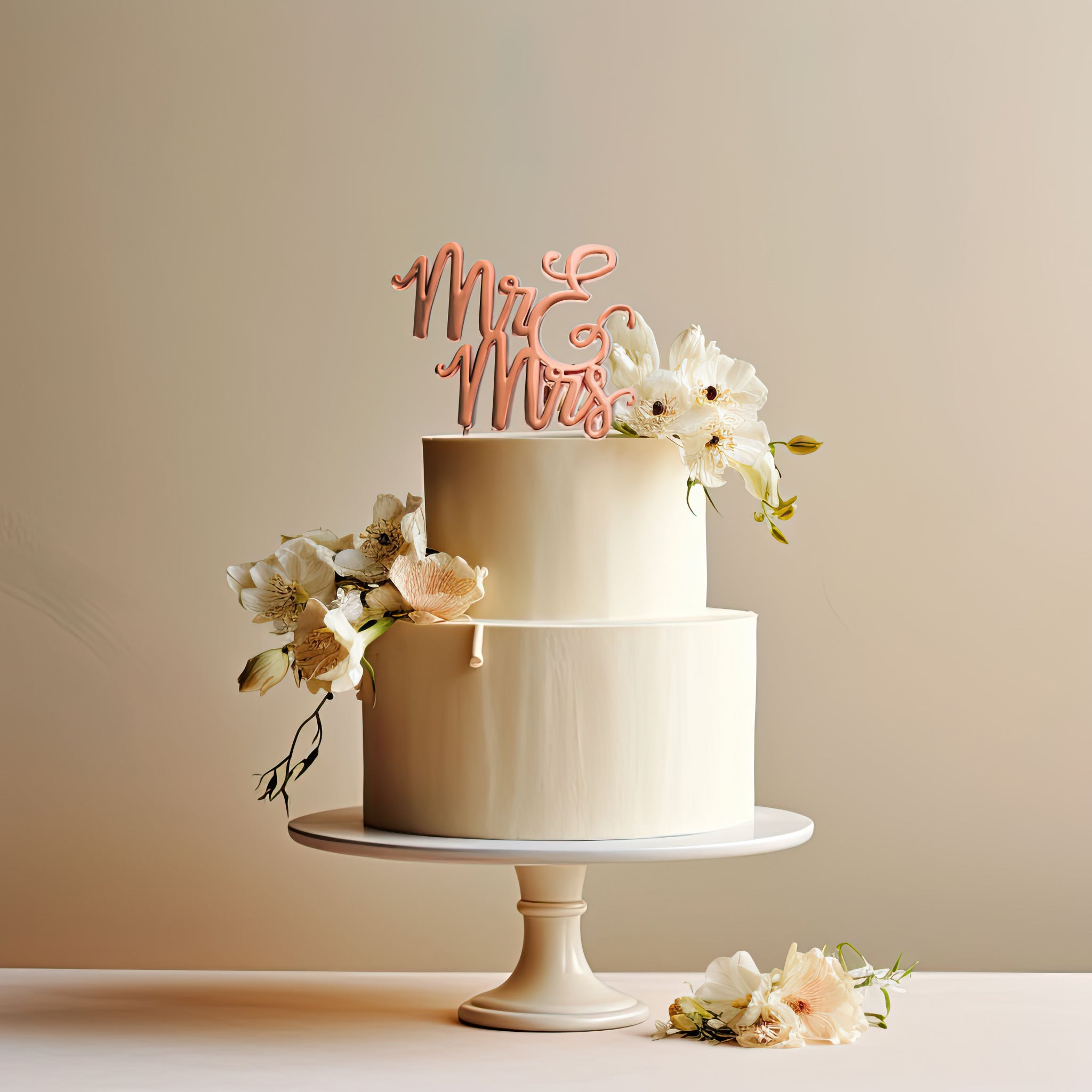 Wedding Cake Topper - Elegant Mr & Mrs Cake Decorations for Bride and Groom - Perfect for Anniversary, Engagement & Wedding Cakes