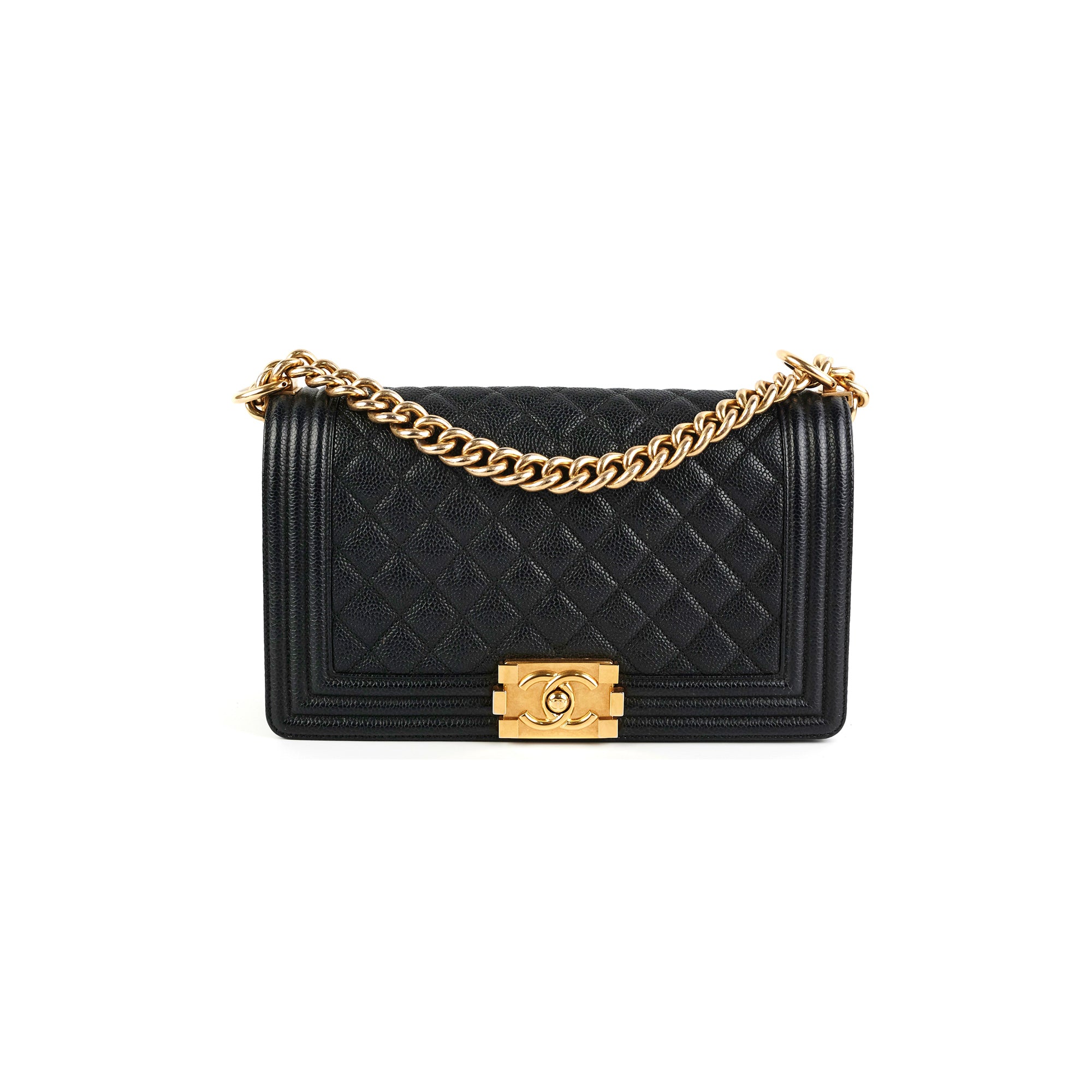 Chanel Caviar Leather Old Medium Boy Bag in Black - Luxury Designer Handbag for Women, Perfect for Evening Events & Everyday Elegance