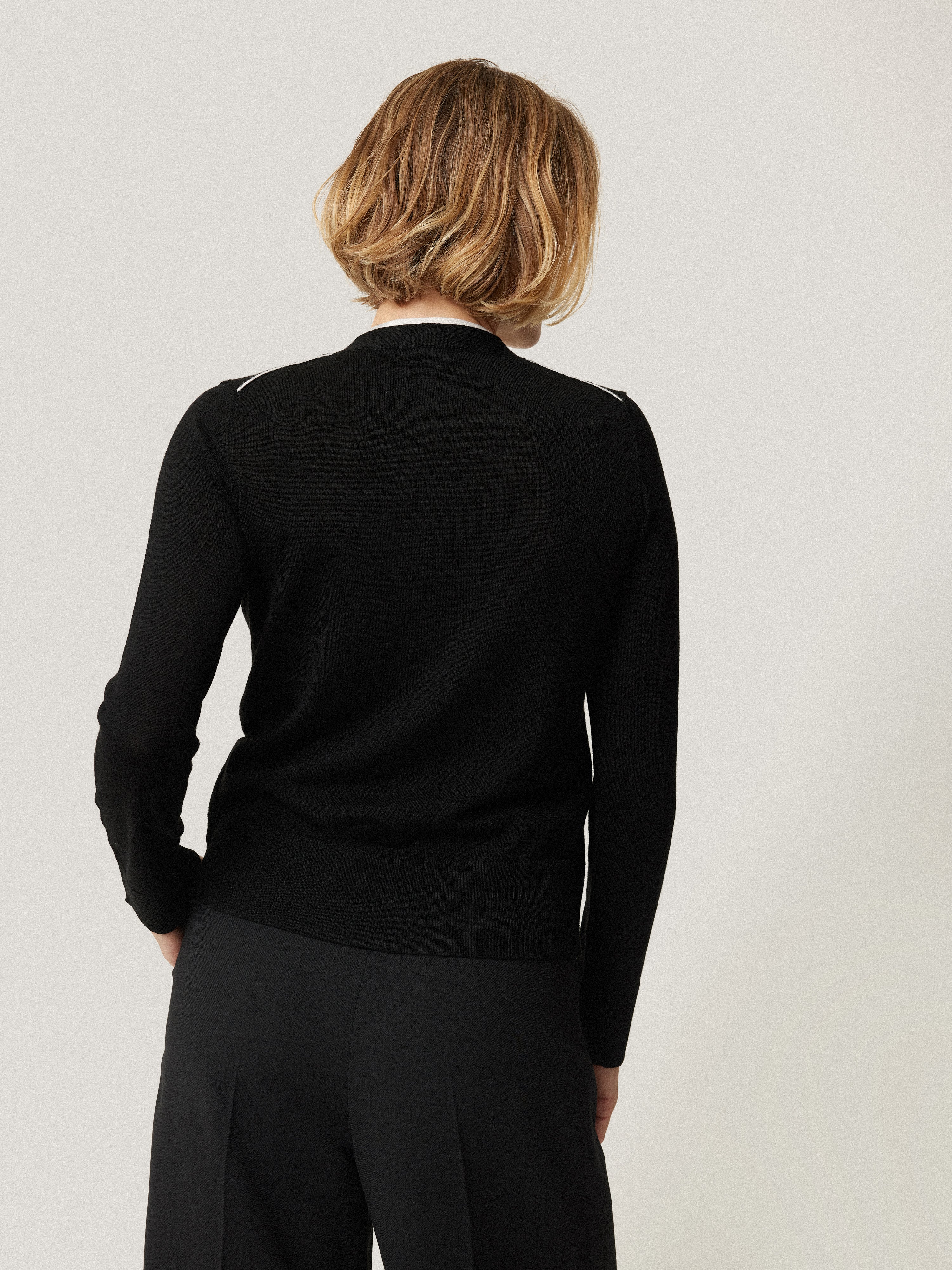 Premium Merino Wool Double Front Cardigan for Women - Soft & Warm Black Knit Sweater - Perfect for Office, Travel & Casual Outfits