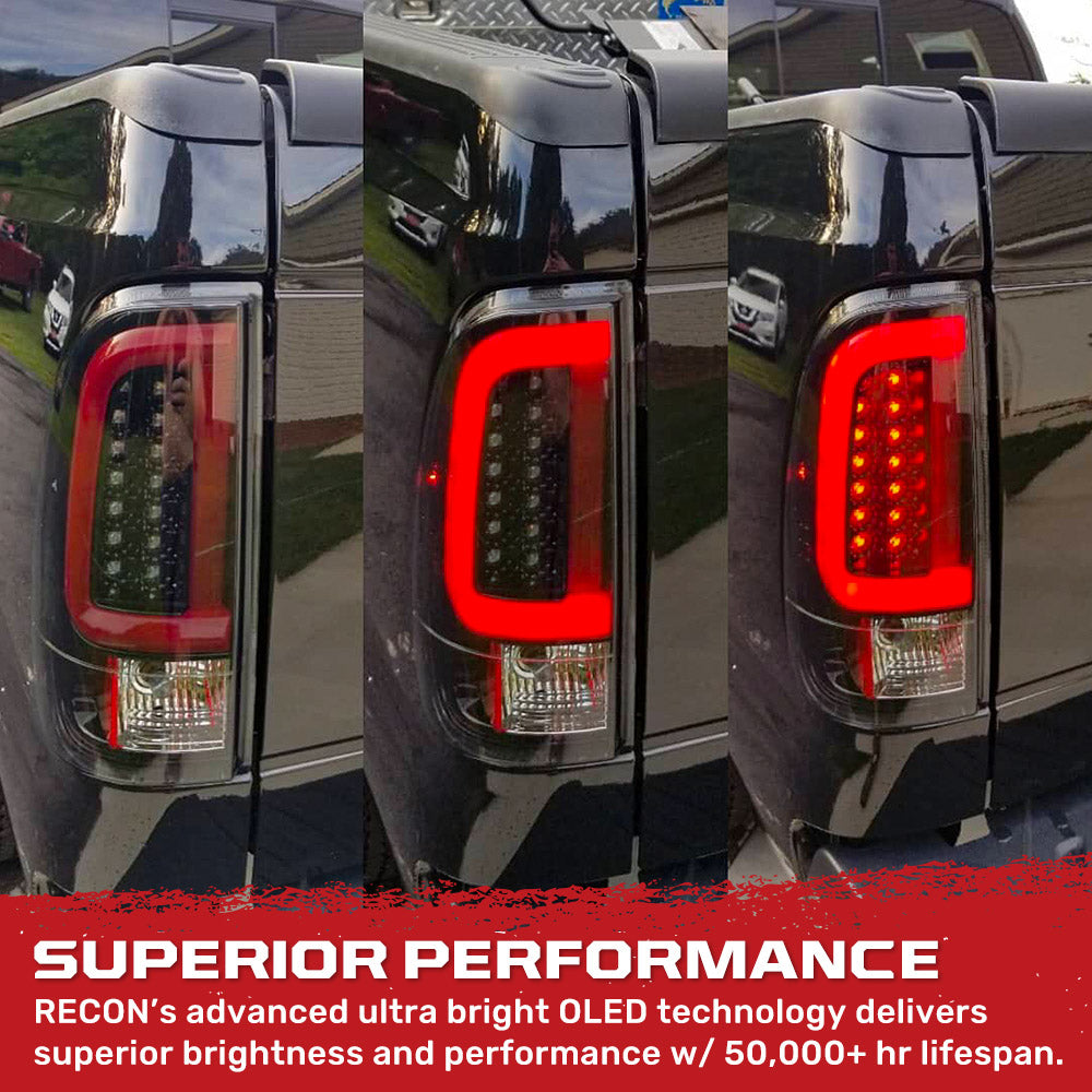 Ford Super Duty F250 HD F250 F350 F450 F550 2008-2016 Smoked OLED Tail Lights - High Visibility & Style for Trucks, Off-Road & Night Driving