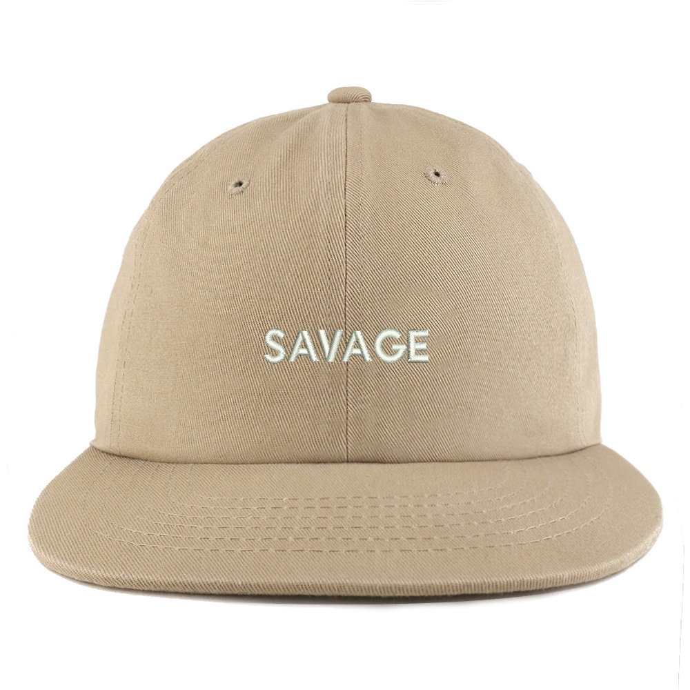 Trendy Savage Embroidered Adjustable Flat Bill Cap - Unstructured Dad Hat for Men & Women - Perfect for Streetwear, Hip Hop Fashion and Outdoor Activities