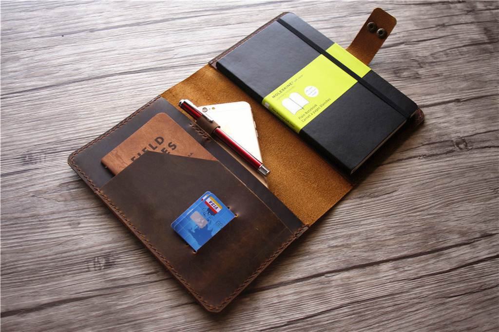Personalized Brown Leather A5 Refillable Notebook Cover Holder - Custom Name Journal Organizer for Office, Travel & Gift Giving
