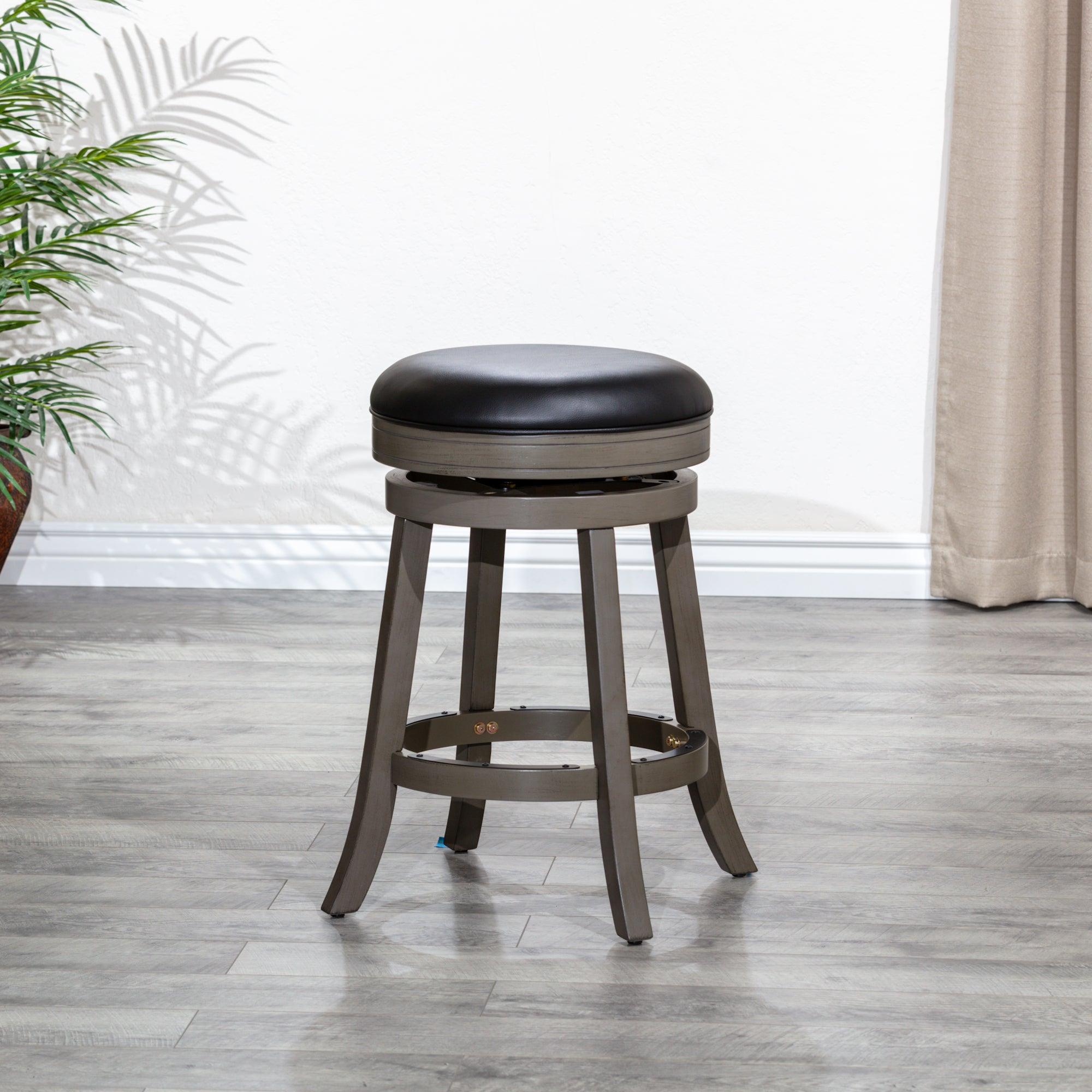 Creede Bonded Leather Backless Swivel Stool - 24