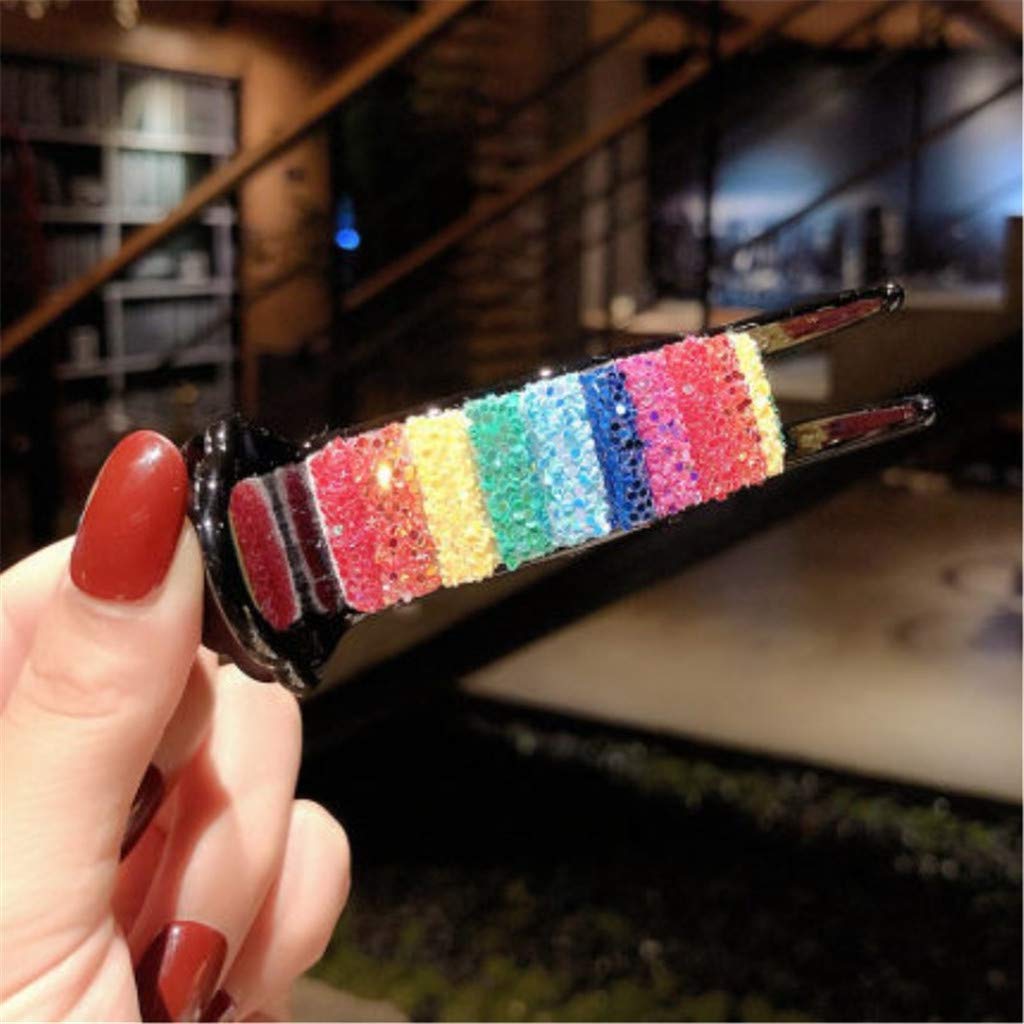 Fashion Rainbow Rhinestone Hair Clips for Women & Girls - Non-Slip Toothed Hair Pins Set - Perfect for Party, Birthday, Wedding & Daily Styling Gifts