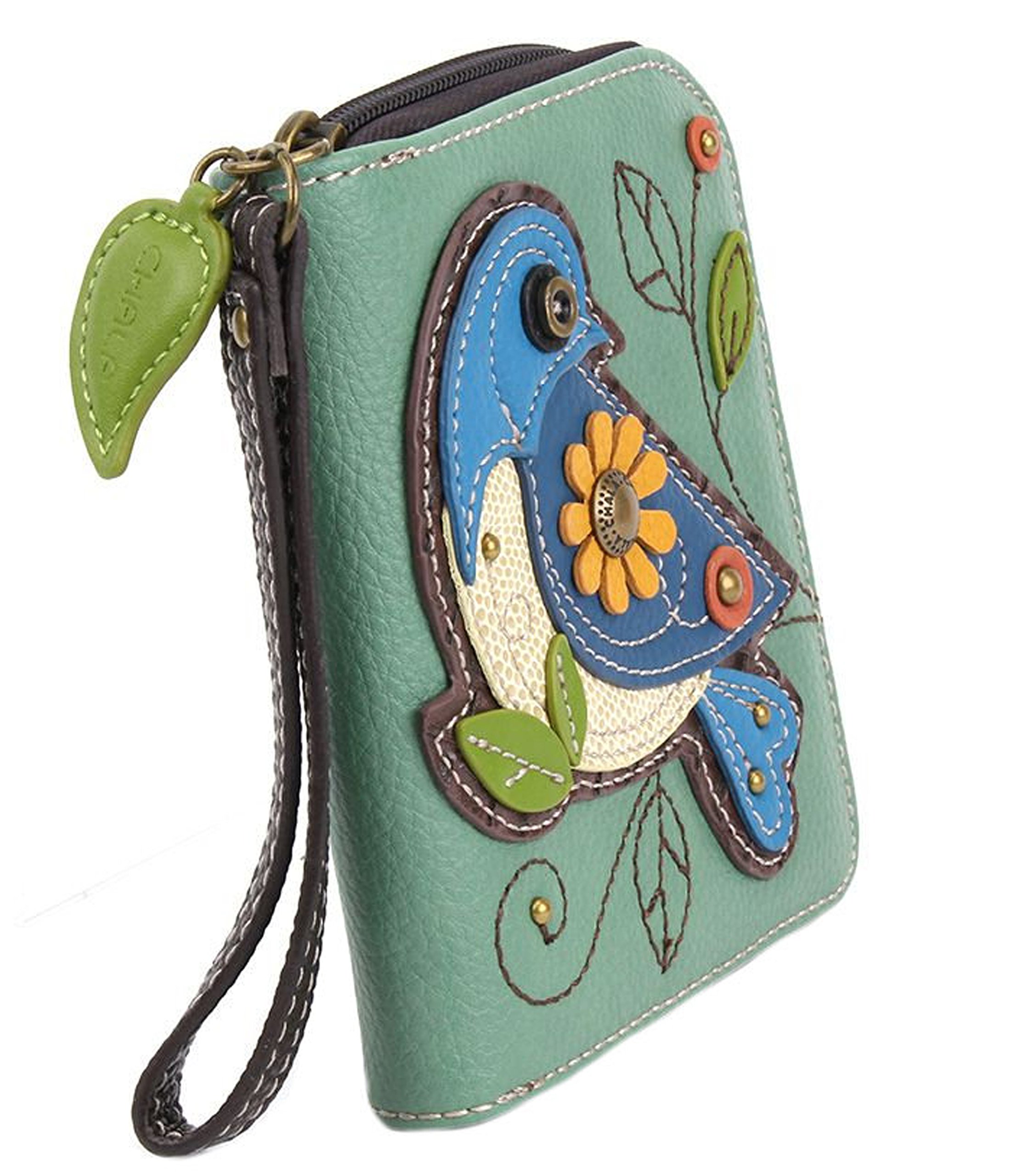 CHALA Blue Bird Zip-Around Wristlet Wallet & Hobo Handbag - Perfect Gift for Bird Lovers | Everyday Use, Travel & Special Occasions