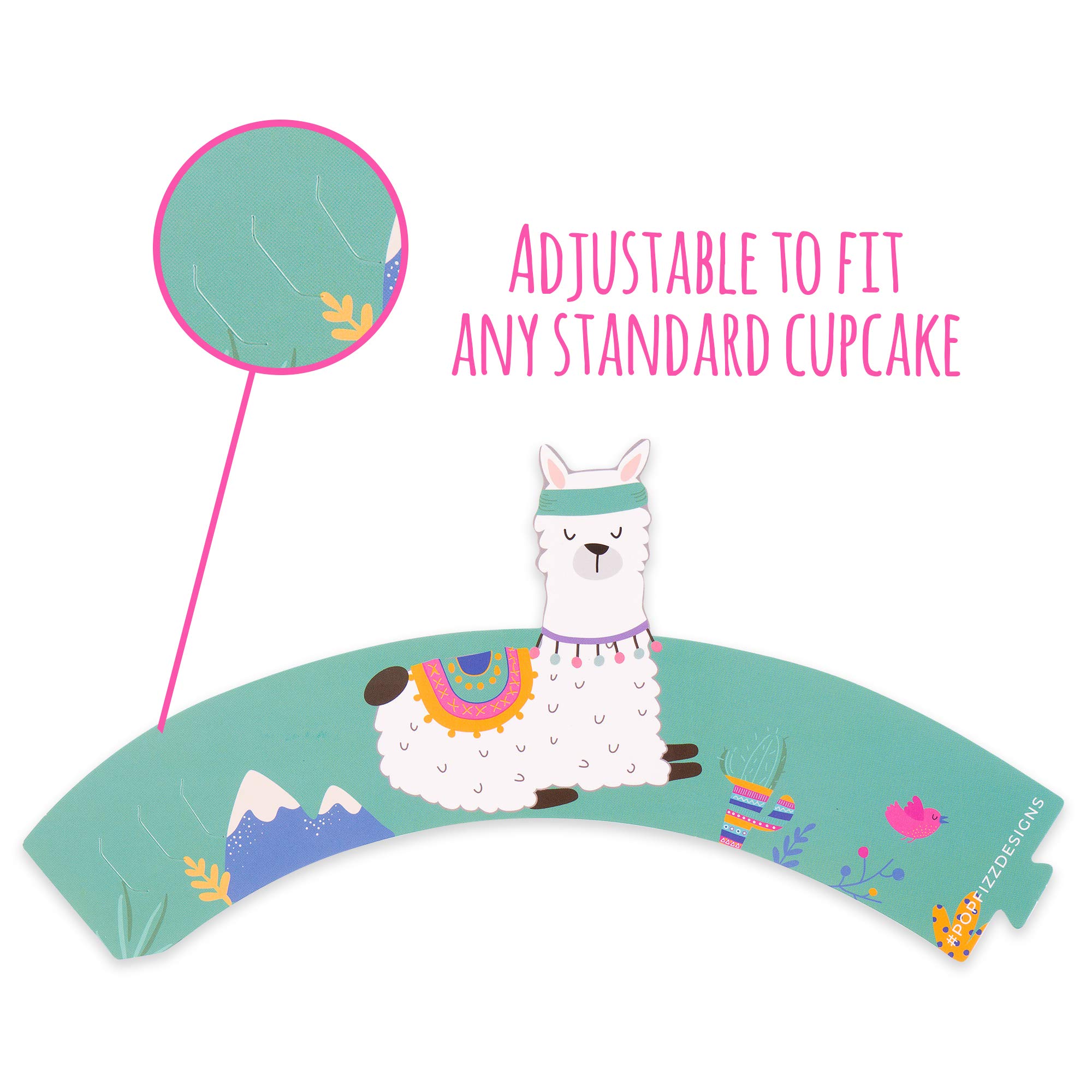 Pop Fizz Designs Cactus & Llama Cupcake Decorations Set - 24pcs Party Toppers & Wrappers for Bachelorette, Birthday, Baby Shower | Perfect for Desert Theme Parties & Southwest Celebrations