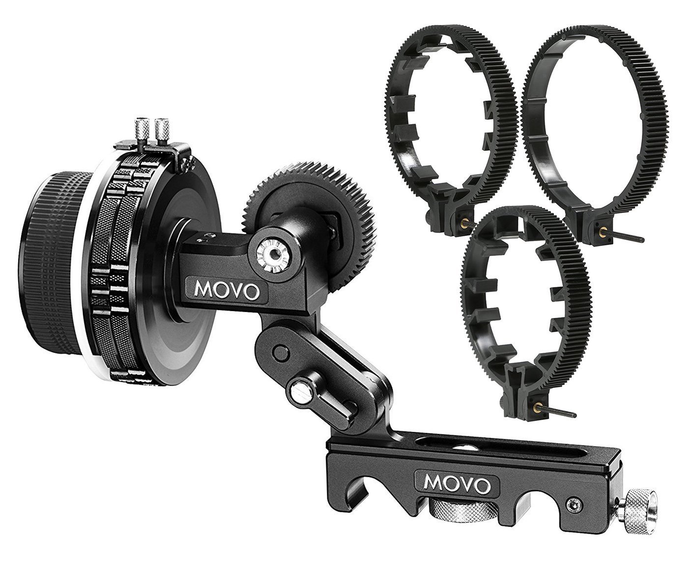 Movo F2X Precision Follow Focus System with Hard Stops - Adjustable 65mm, 75mm, 85mm Gear Rings for DSLR & Mirrorless Cameras - Ideal for Filmmaking, Videography & Professional Video Production