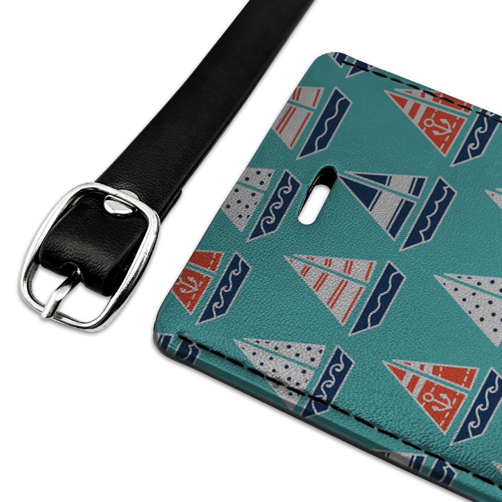 Stylish Sailboat Pattern Leather Luggage Tag - Rectangle ID Card Holder for Suitcases & Carry-On Bags - Perfect for Travel, Business Trips & Vacation