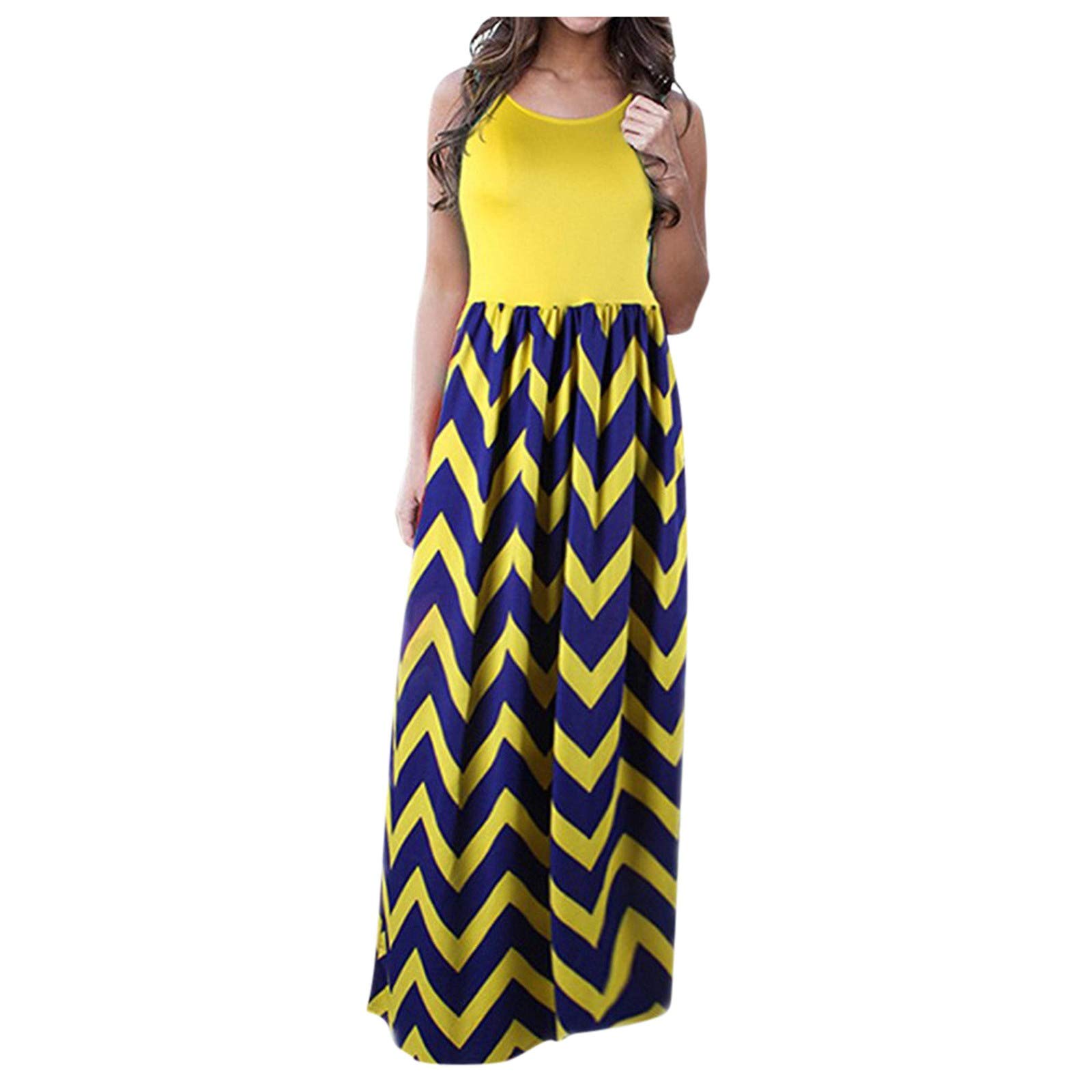 Women's Summer Maxi Dress - Boho Beach Striped Long Casual Sundress | Perfect for Beach Vacations, Outdoor Parties & Summer Getaways