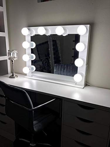Hollywood Style LED Lighted Vanity Mirror with Dimmable Lights & Power Outlet - Freestanding Makeup Mirror for Tabletop or Vanity Desk - Perfect for Home Makeup Studio, Beauty Salon & Dressing Room