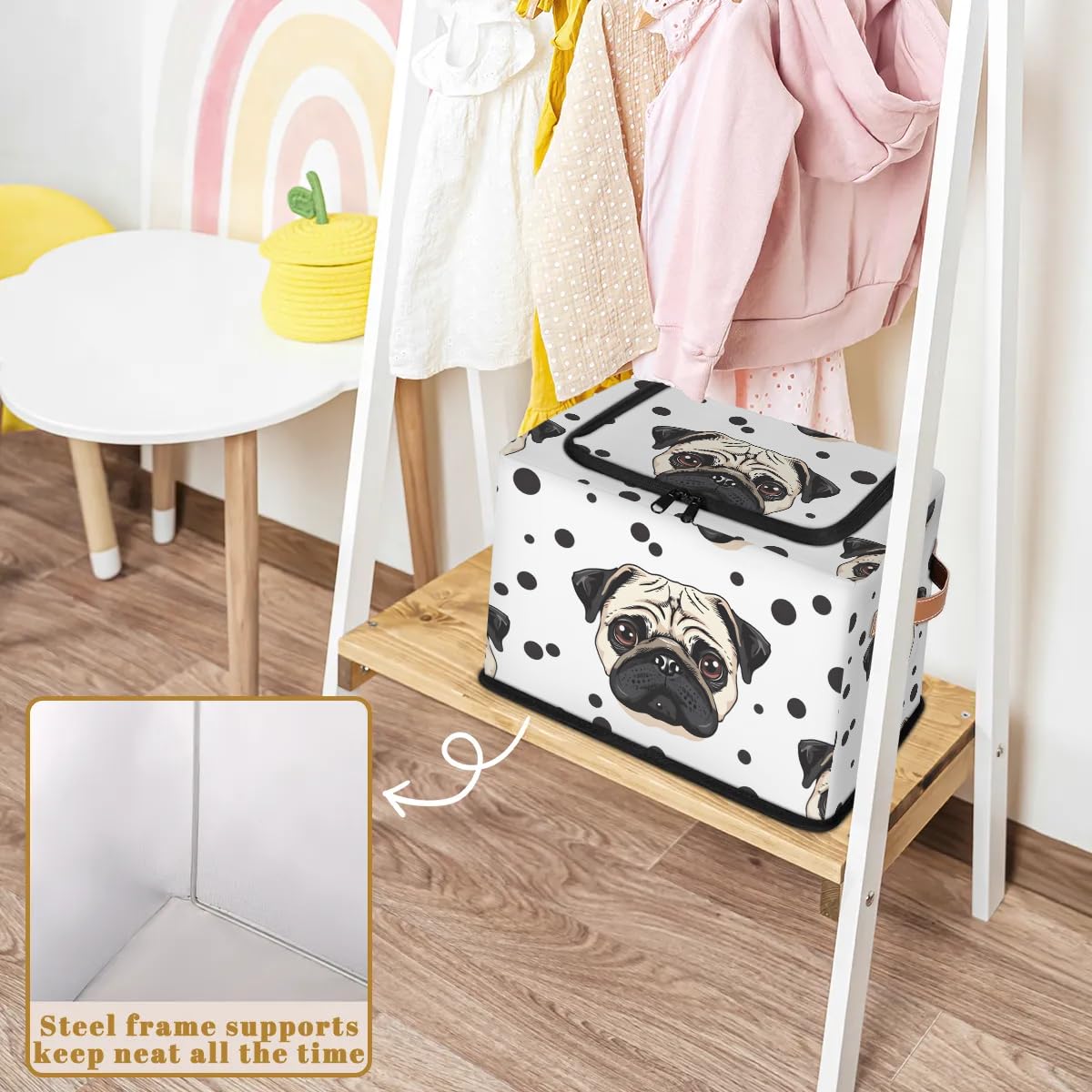 Collapsible Storage Bins with Lids - Angry Dogs Print Stackable Fabric Storage Cubes for Clothes, Toys, Blankets | Dustproof Closet Organizer for Home, Office & Nursery Organization
