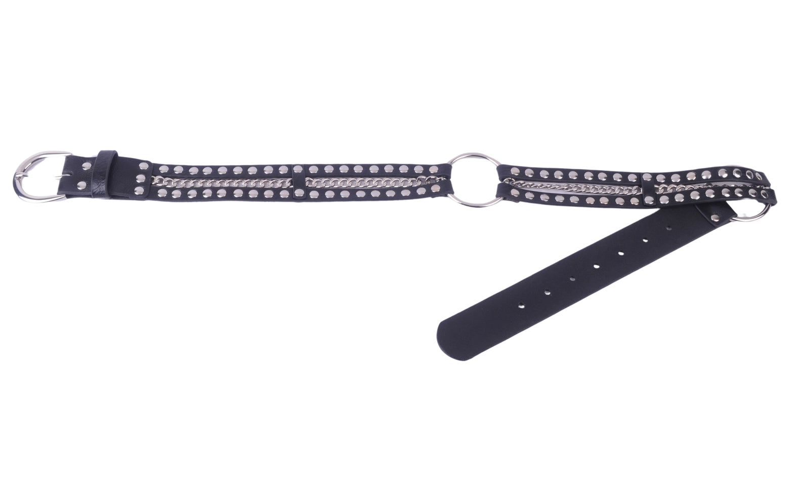 Edgy Ring Bound Chain Patent Leather Belt for Women - Stylish Punk Gothic Fashion Accessory | Perfect for Casual Outfits, Parties & Night Out