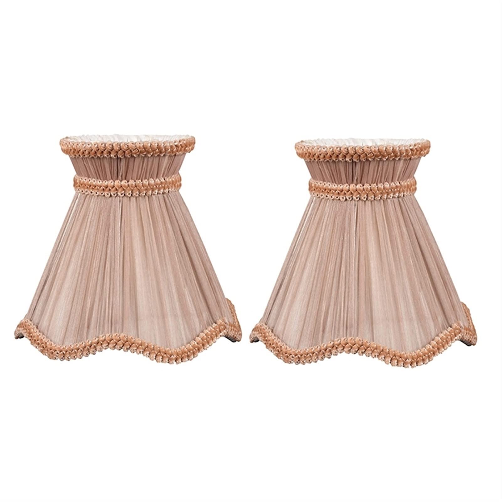 Set of 2 Clip-On Fabric Candle Chandelier Lampshades - Decorative Drop Light & Wall Lamp Shades for Dining Room, Bedroom, and Living Room Lighting
