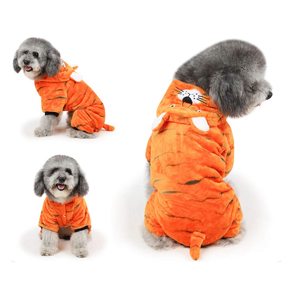 STOBOK Halloween Pet Costume for Dogs & Cats - Tiger Jumpsuit Dog Suit, Puppy Supplies in Orange (Size XS) - Perfect for Halloween Parties, Pet Parades & Photo Shoots