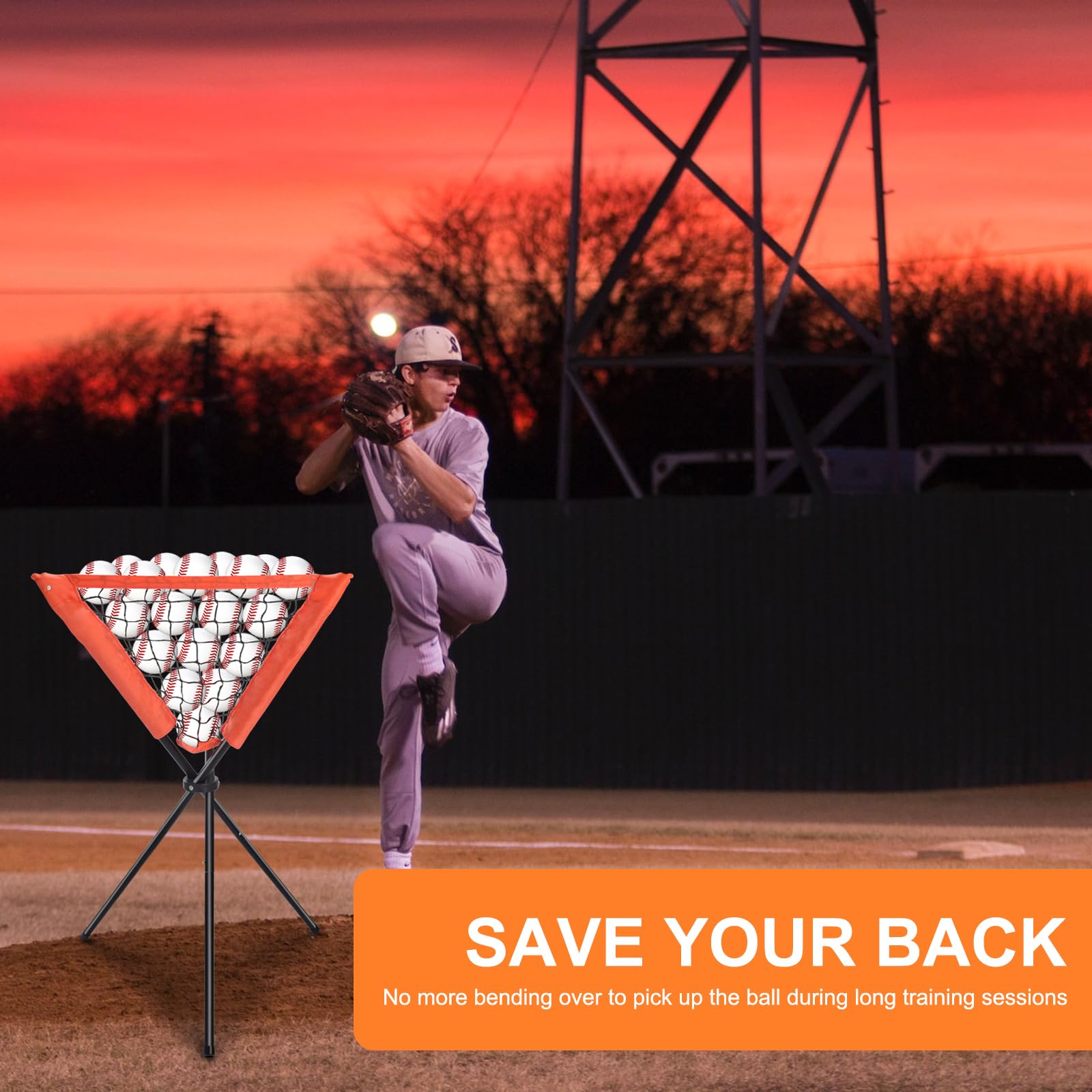 Eastgoing Portable Baseball & Softball Caddy - Lightweight Travel Ball Holder for Baseball & Softball Practice, Games & Training - Perfect for Coaches, Players & Teams On-The-Go