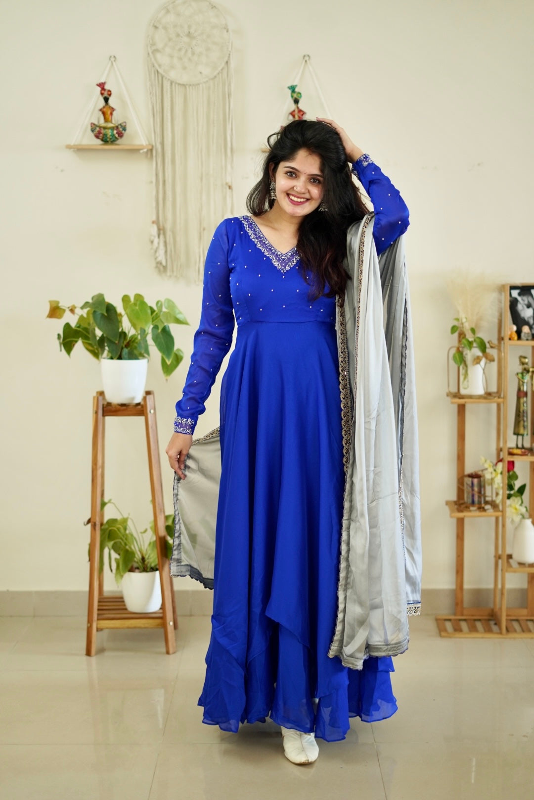 Premium Double Layer Anarkali Dress by Sakshi - Elegant Indian Ethnic Wear for Women | Perfect for Weddings, Parties & Festive Occasions