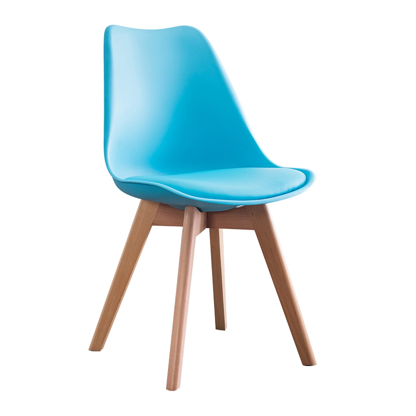 Modern Upholstered PU Faux Leather Dining Chairs with Beech Wood Legs - Set of 2 Blue Side Chairs for Kitchen, Dining Room, Bedroom & Living Room - Comfortable Seating for Family Meals, Entertaining Guests & Home Decor