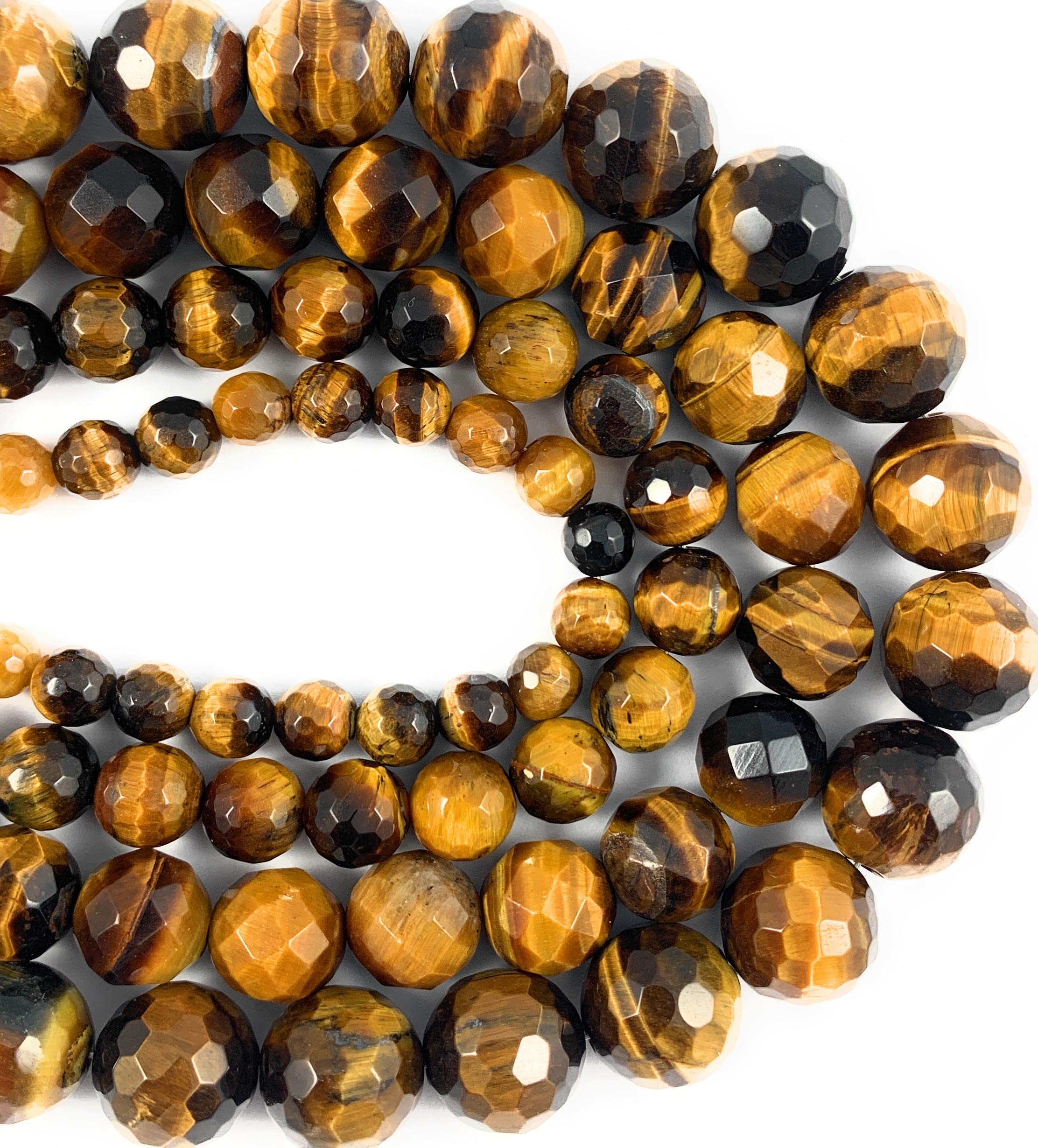 Beadalgo 12mm Faceted Natural Yellow Tiger Eye Gemstone Round Beads for Jewelry Making - 15.5 Inch Strand - DIY Bracelet, Necklace & Craft Projects - Perfect for Beading, Wire Wrapping & Handmade Jewelry Design