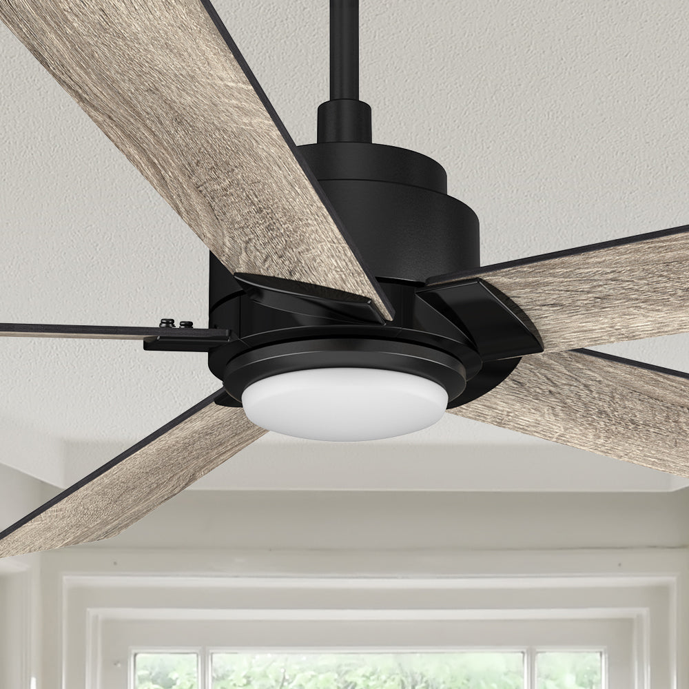 Aspen Smart Ceiling Fan with LED Light and Remote Control - 60 Inch Indoor/Outoor Use for Bedroom, Living Room, Patio - Energy Efficient Quiet DC Motor - Dimmable Lighting - Works with Alexa & Google Home
