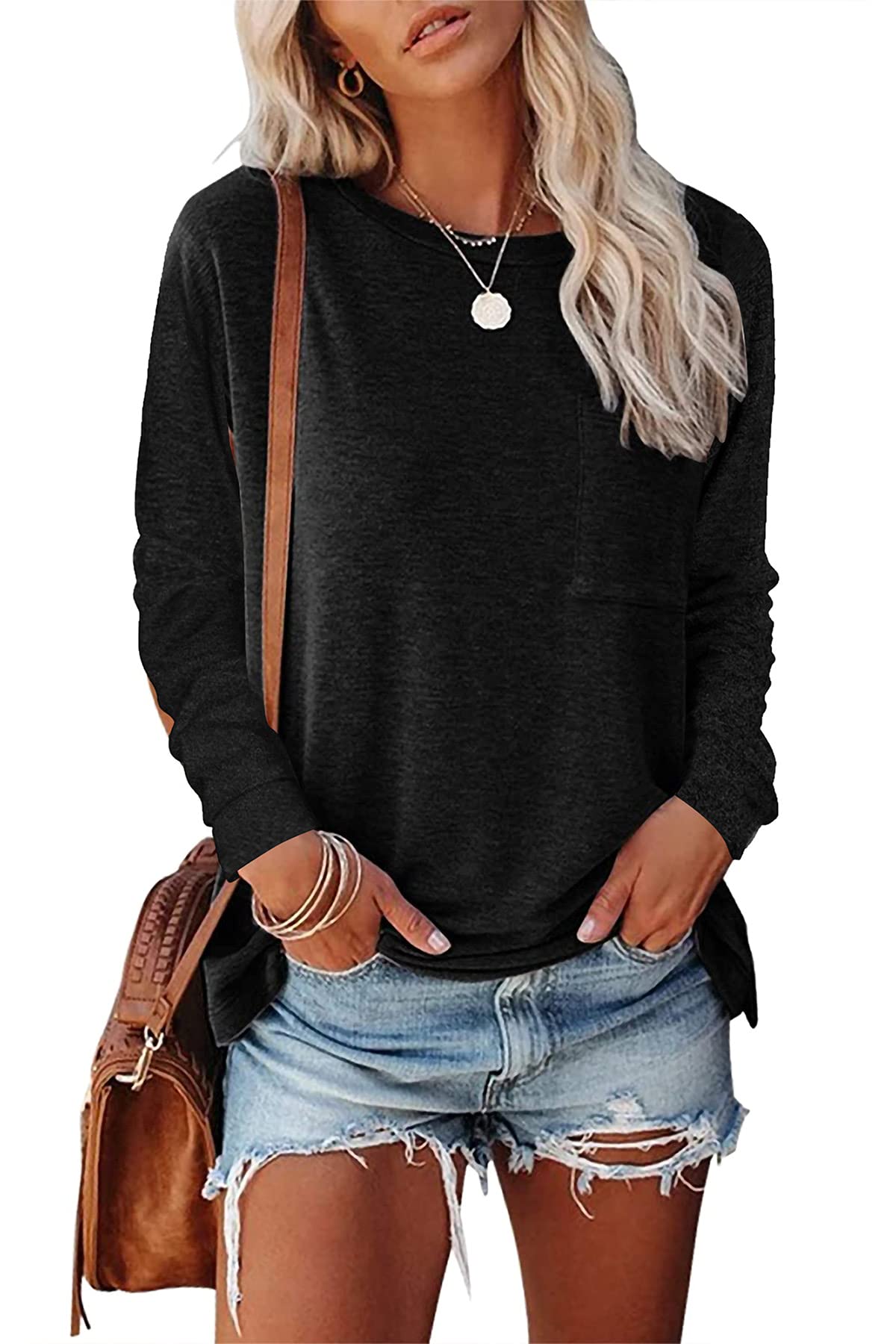 SMENG Women's Long Sleeve Shirt - Lightweight Flowy Blouse for Spring & Fall 2023 | Comfortable Casual Tops for Work, Travel & Everyday Wear