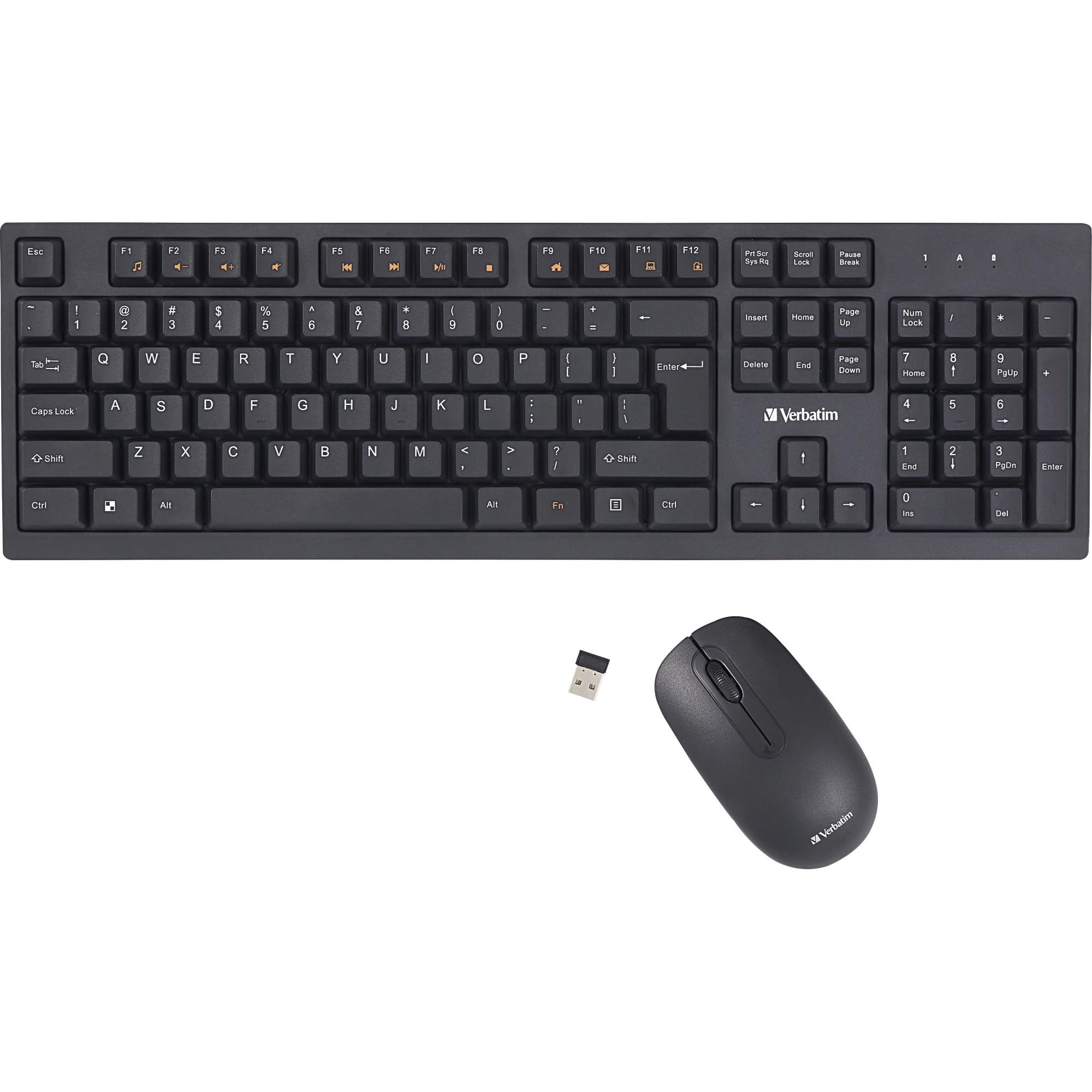 Verbatim Wireless Keyboard and Mouse Combo - 2.4GHz USB Receiver, Ergonomic Design for Comfort Typing - Perfect for Home Office, Gaming & PC Workstations