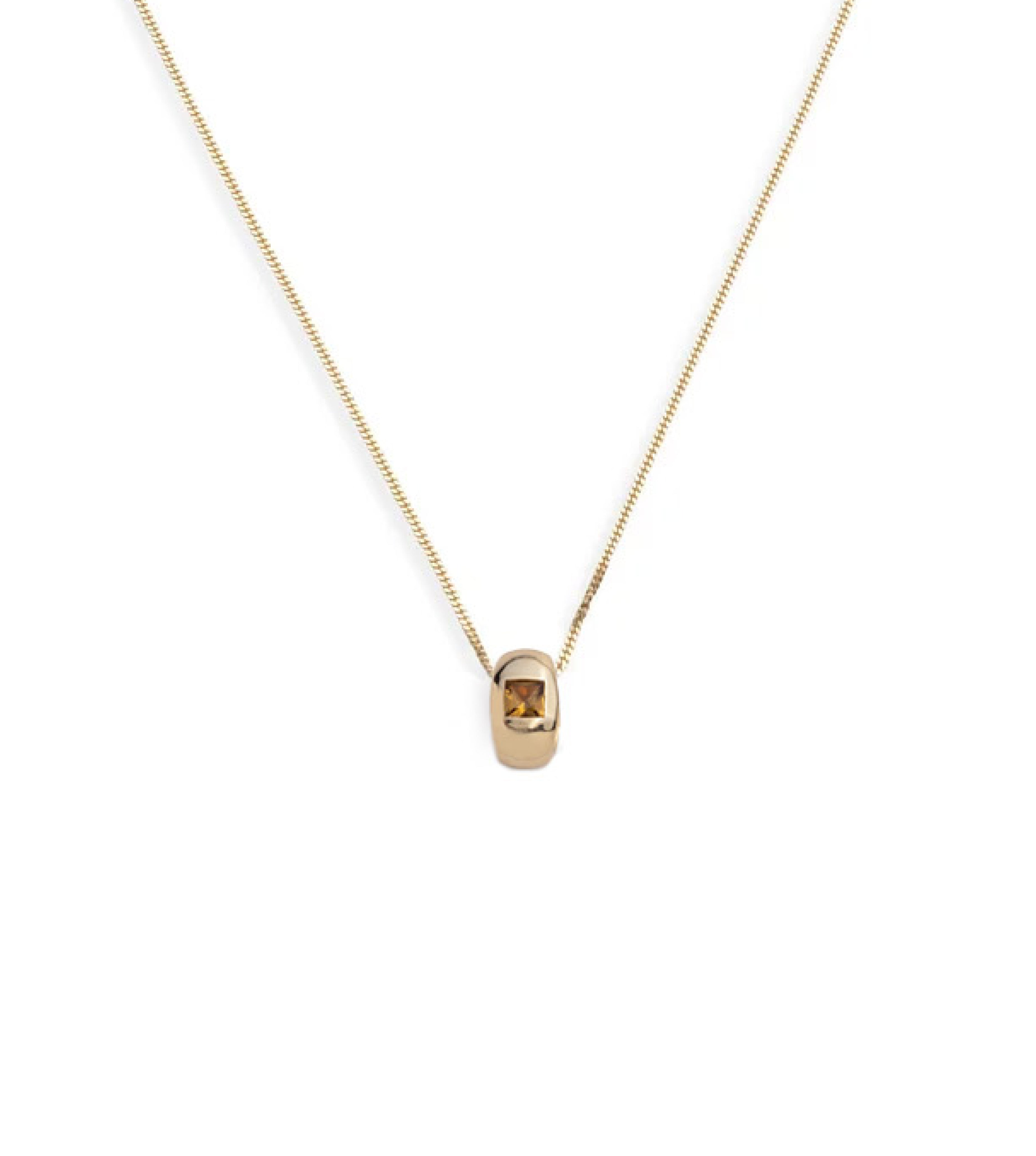 Princess Cut Champagne Citrine Love Necklace - Fine Diamond Cut Curb Chain Jewelry for Women | Perfect for Weddings, Anniversaries & Romantic Gifts