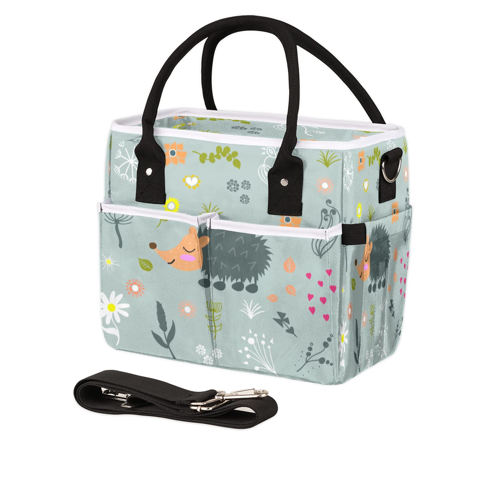 Insulated Lunch Box for Women & Girls - Cute Reusable Lunch Tote with Adjustable Shoulder Strap | Hedgehog Design | Perfect for Work, School, Picnic & Beach Outings