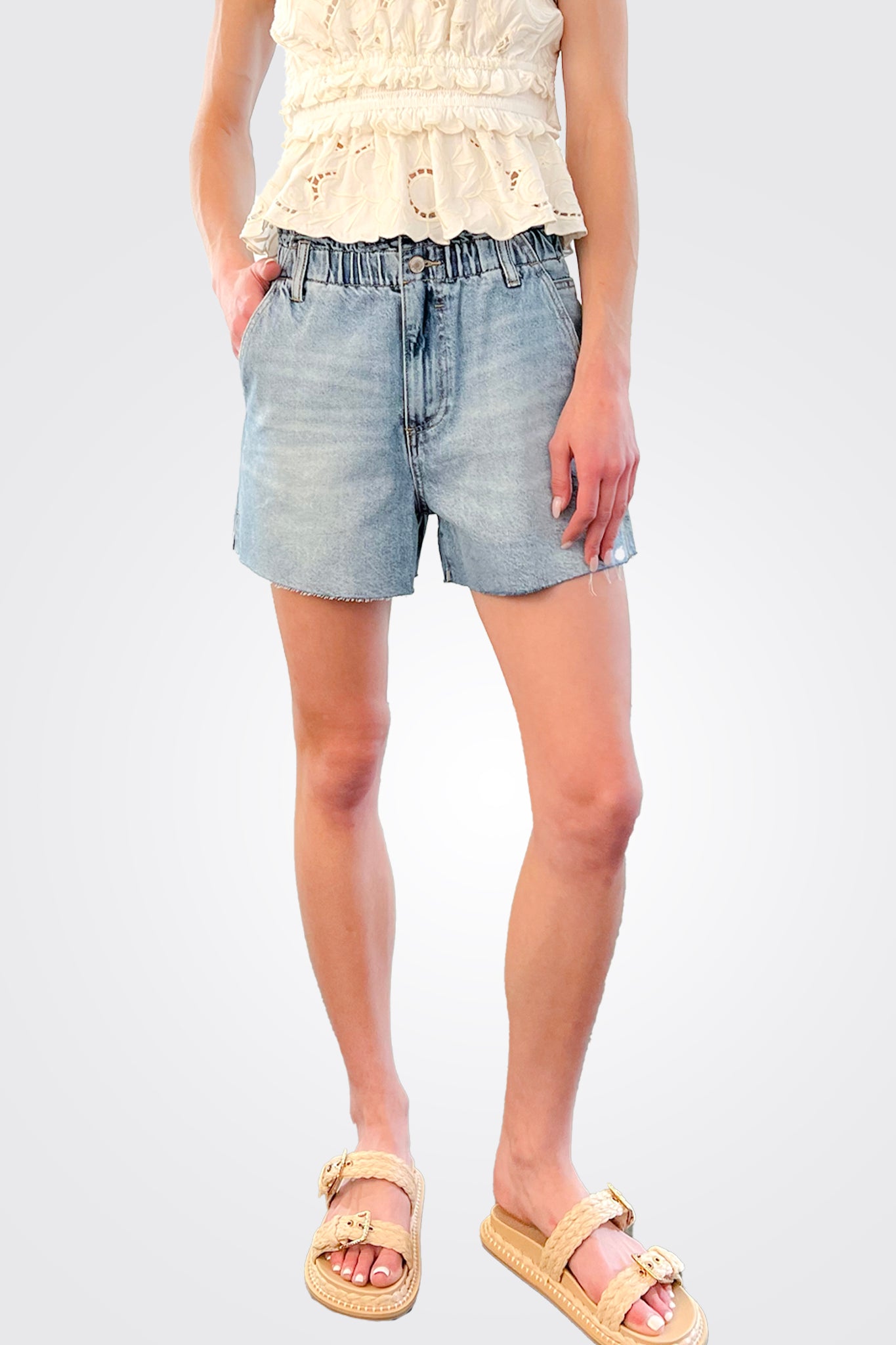 Elastic Waist Shorts for Women - Comfortable Stretchable High Waist Casual Shorts with Pockets | Perfect for Summer, Yoga, Running & Travel