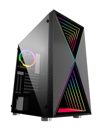 BGears Blackwidow BLK ATX Mid Tower Gaming PC Case - High Airflow Design with Tempered Glass Side Panel for Gaming & Workstation Builds