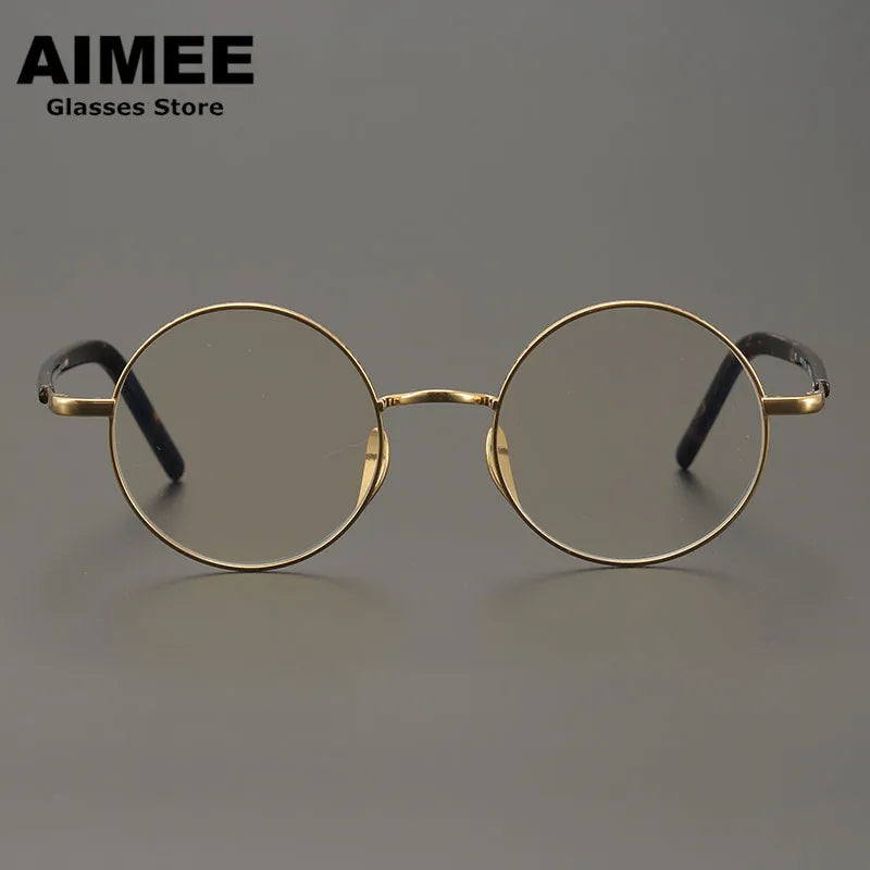 Aimee Unisex Full Rim Round Titanium Acetate Eyeglasses 11122 - Lightweight Durable Frame for Men & Women - Perfect for Reading, Working & Daily Wear