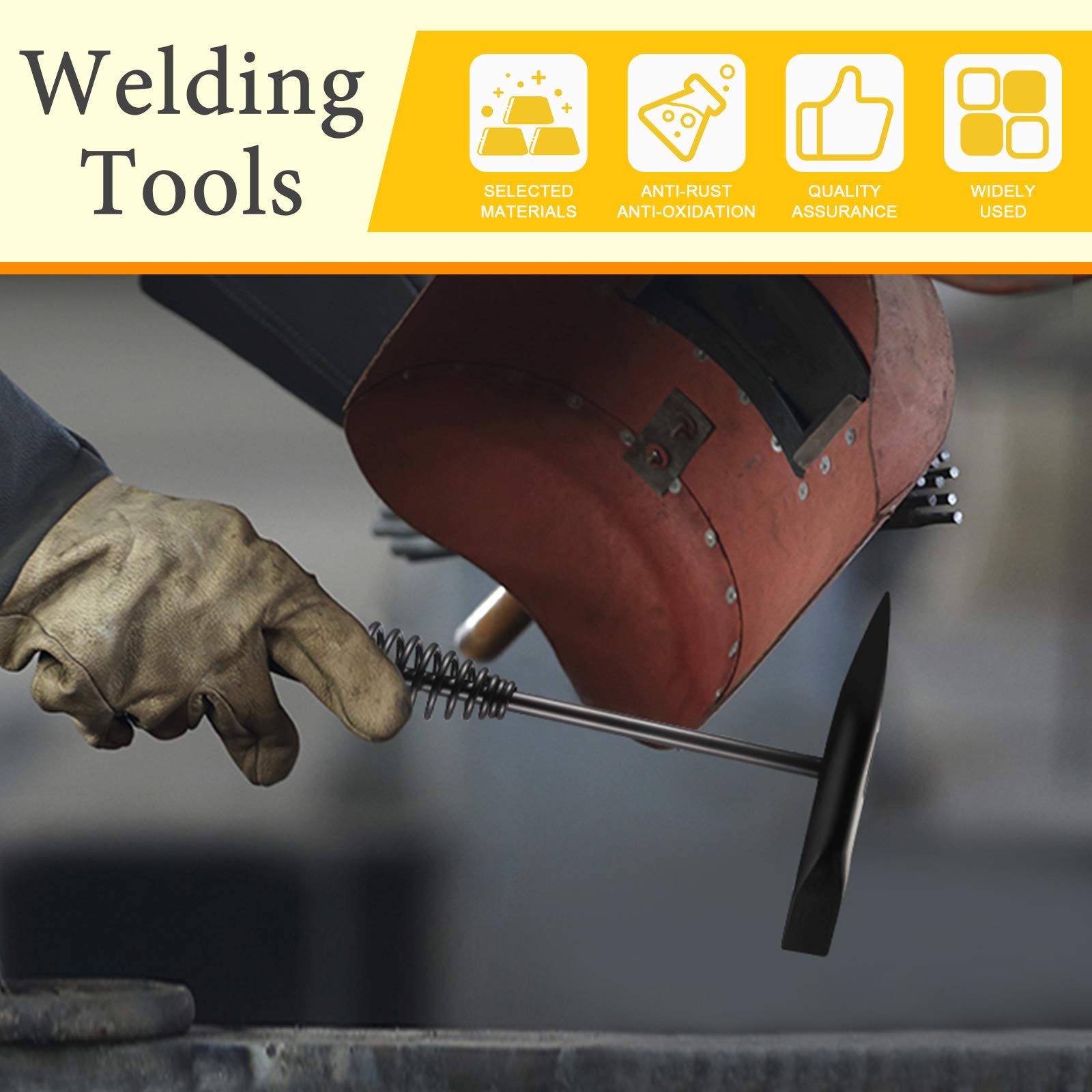 3-Pack Welding Tool Kit - Wire Brush, Chipping Hammer & Gloves for Slag Removal | DIY & Professional Use