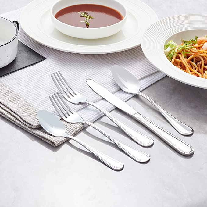 30-Piece Stainless Steel Flatware Set for 6 - Elegant Dinnerware Cutlery for Home, Restaurant & Wedding - Knife, Fork & Spoon Set for Everyday Dining & Special Occasions